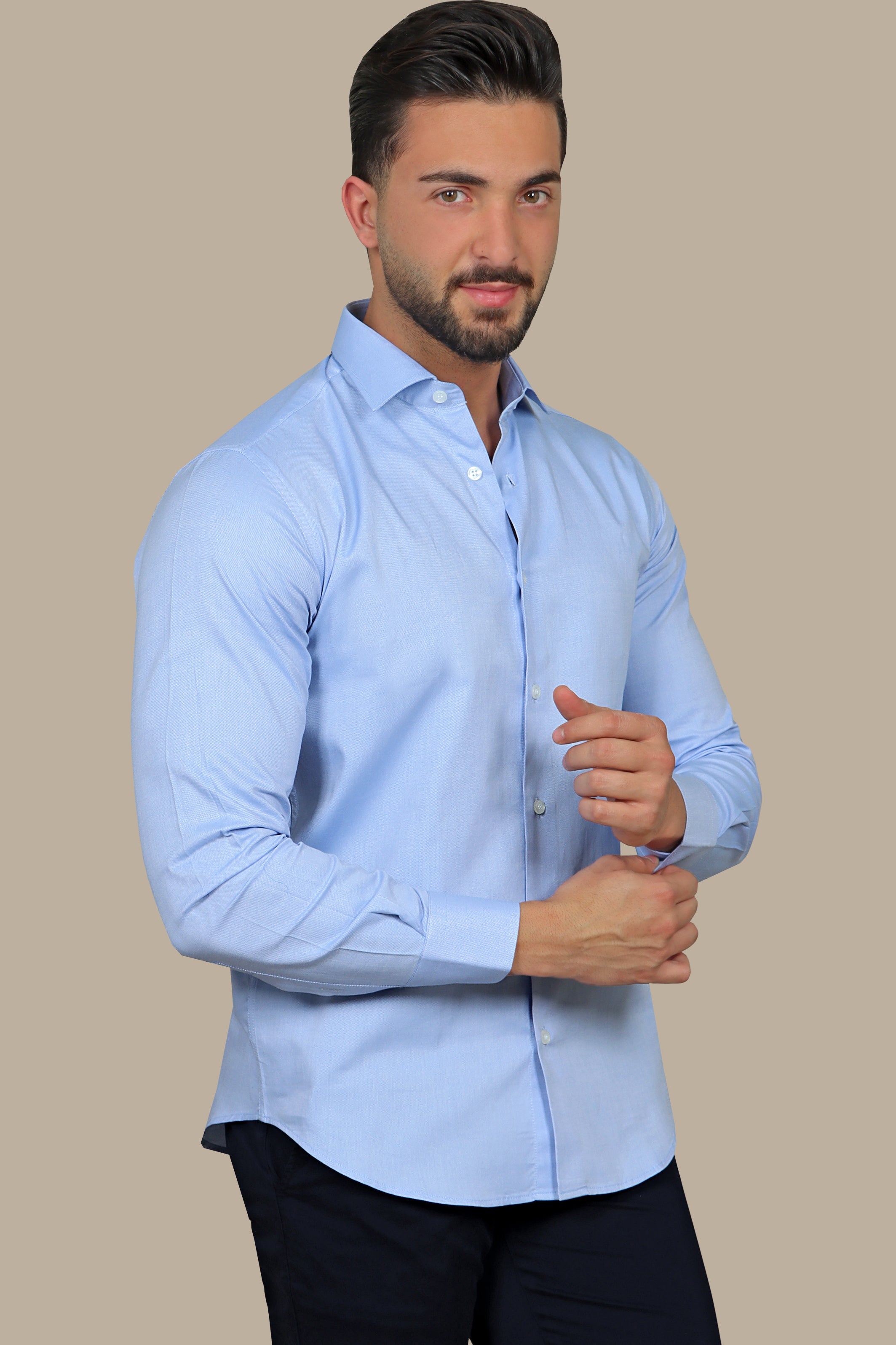 Classic Comfort: Soft Oxford Blue Shirt