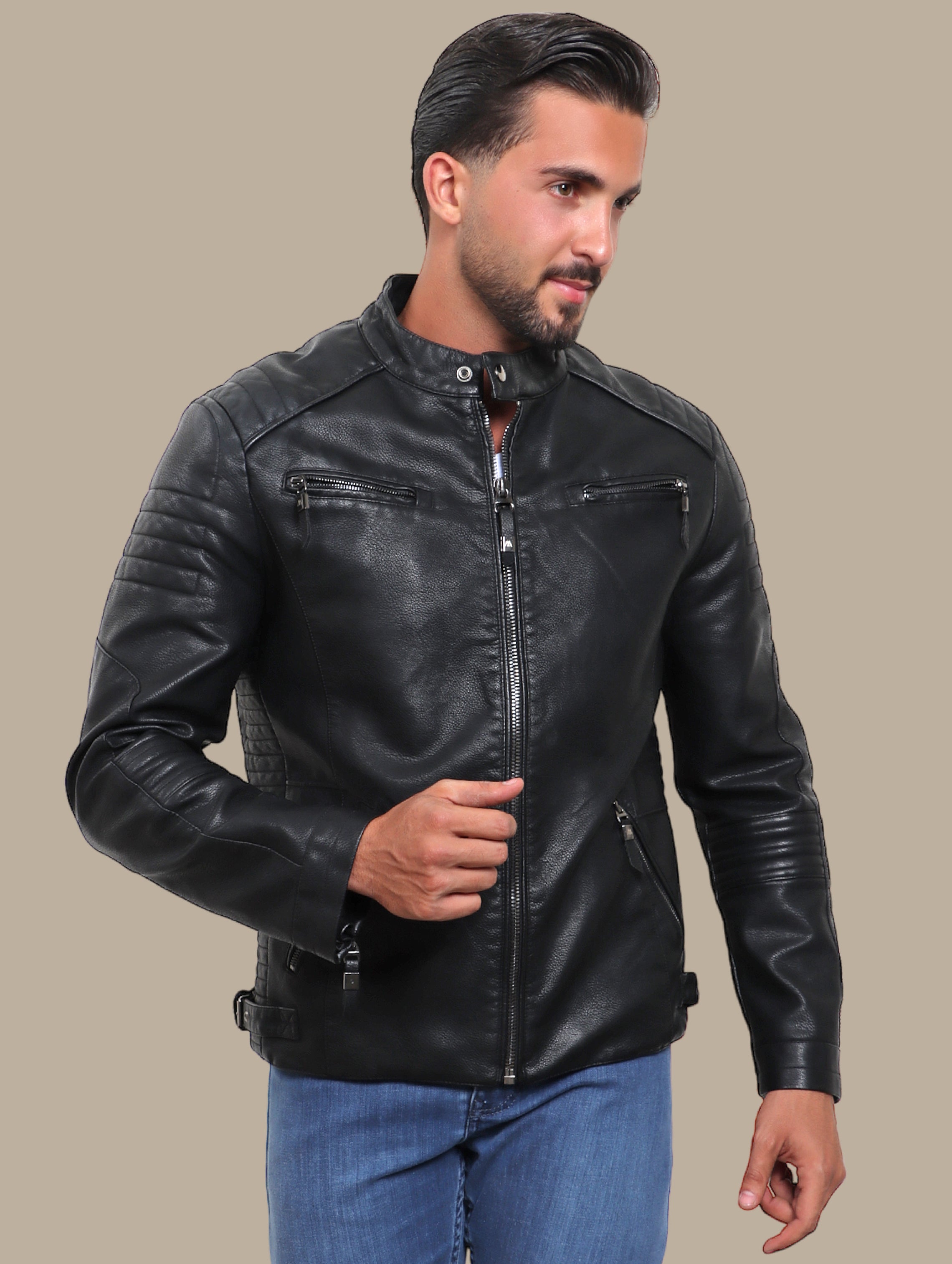Jacket Faux Leather Waist Belt | Black