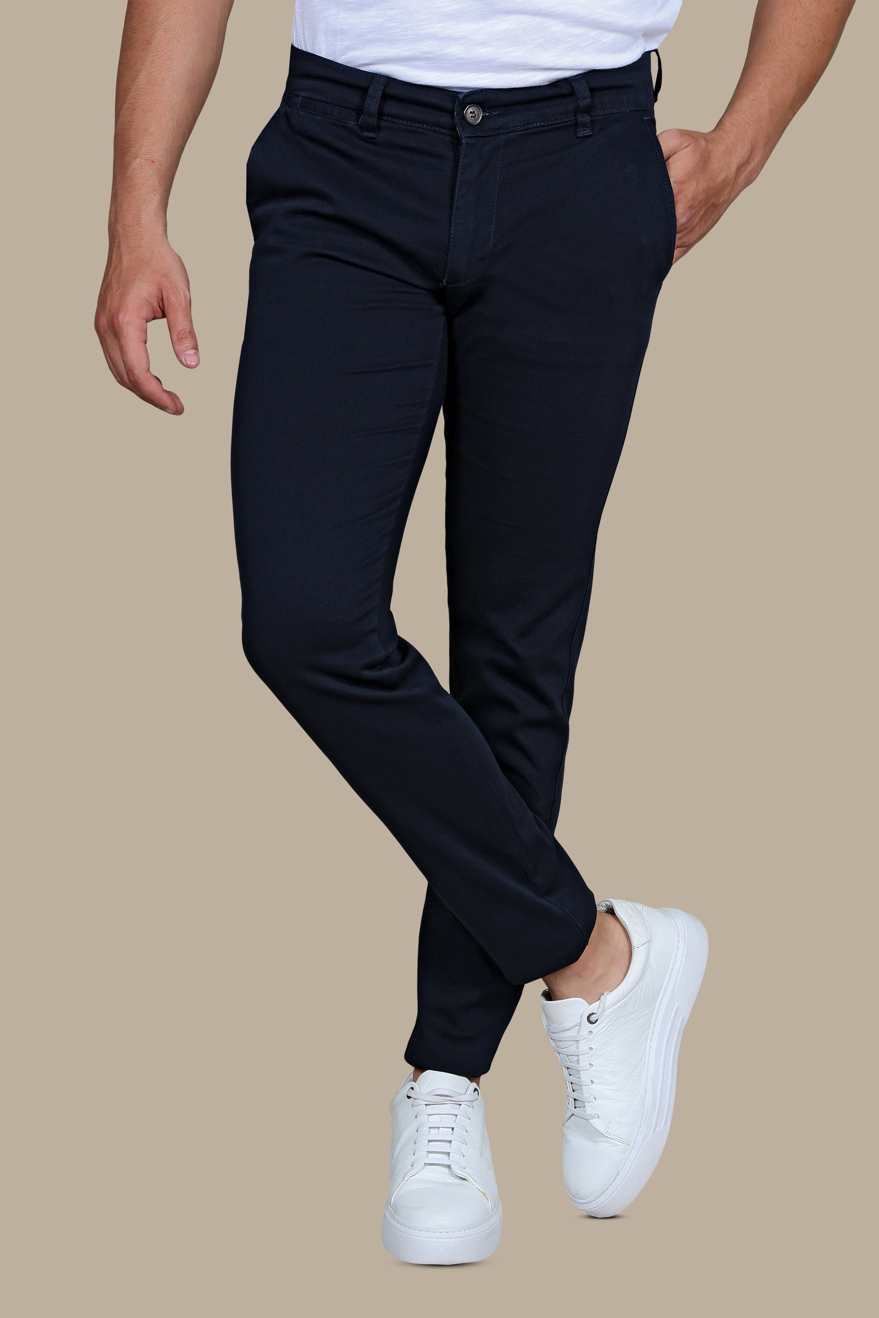 Timeless Navy: Oxford Slim Fit Chino Trousers