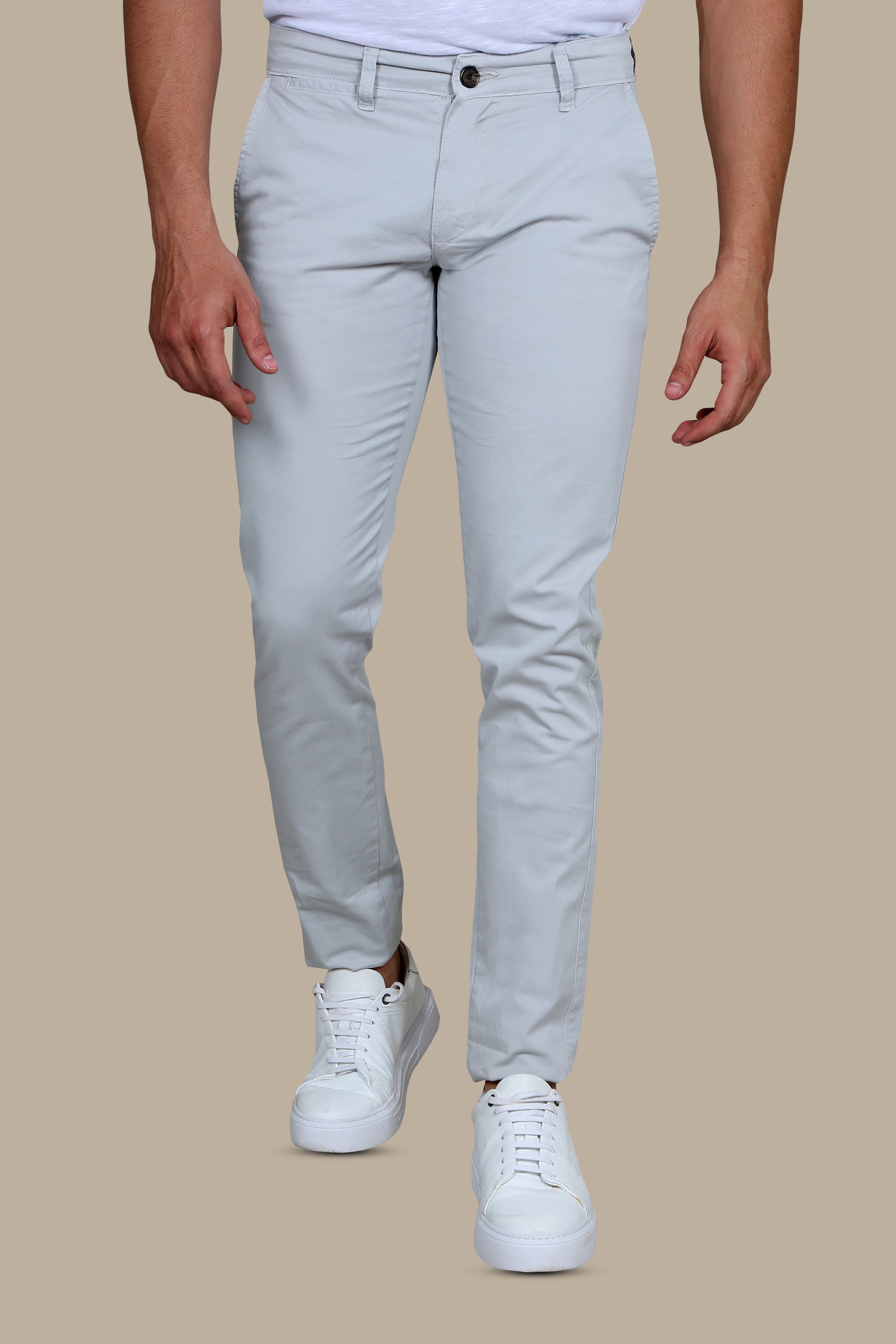 Light Grey Slim Fit Chino Trousers