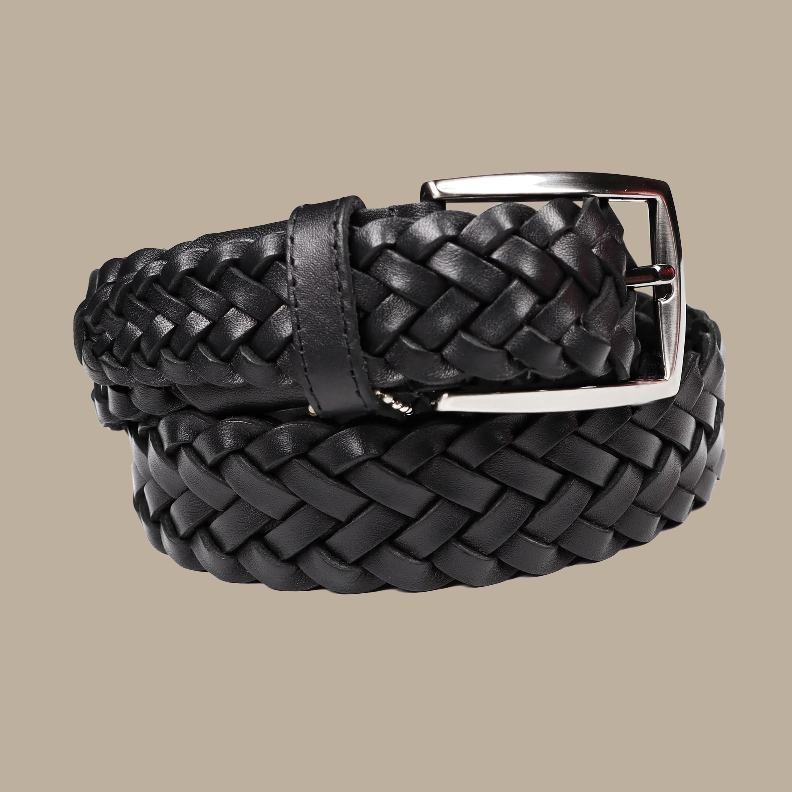 Belt Leather plain braided