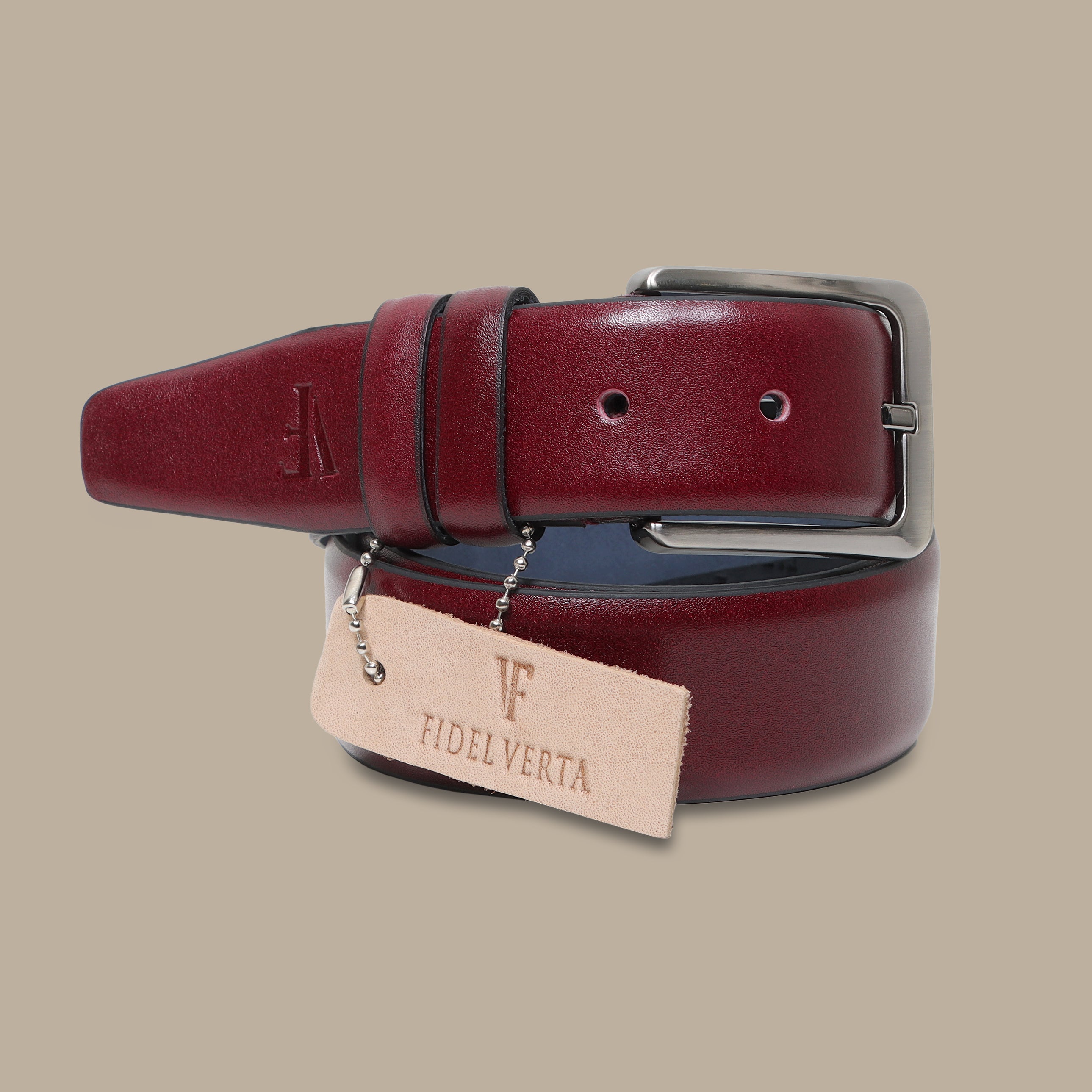 Burgundy Chic: Nubuck Leather Basic Belt for Effortless Elegance