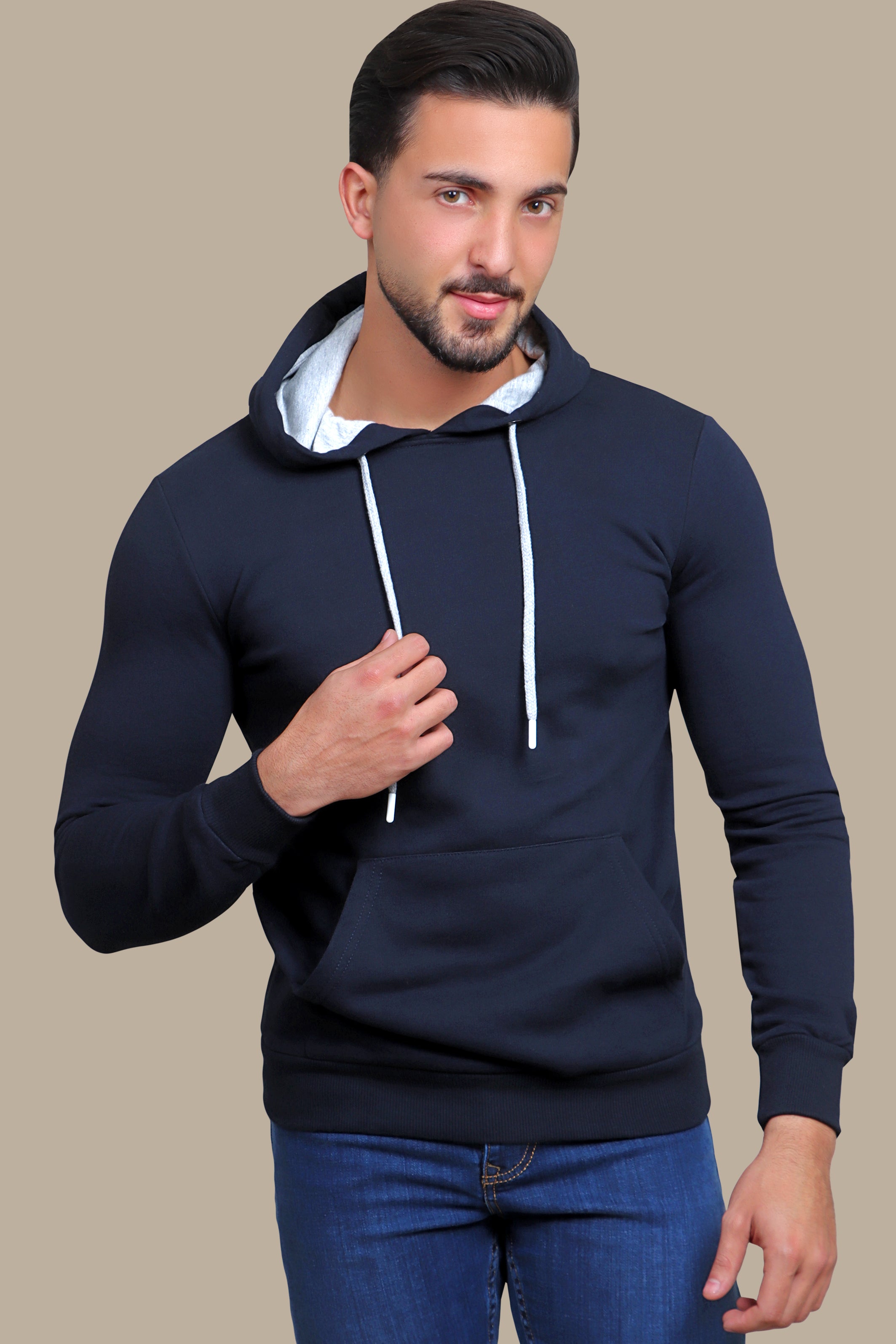 Nautical Ease: Navy Basic Hoodie for Casual Comfort