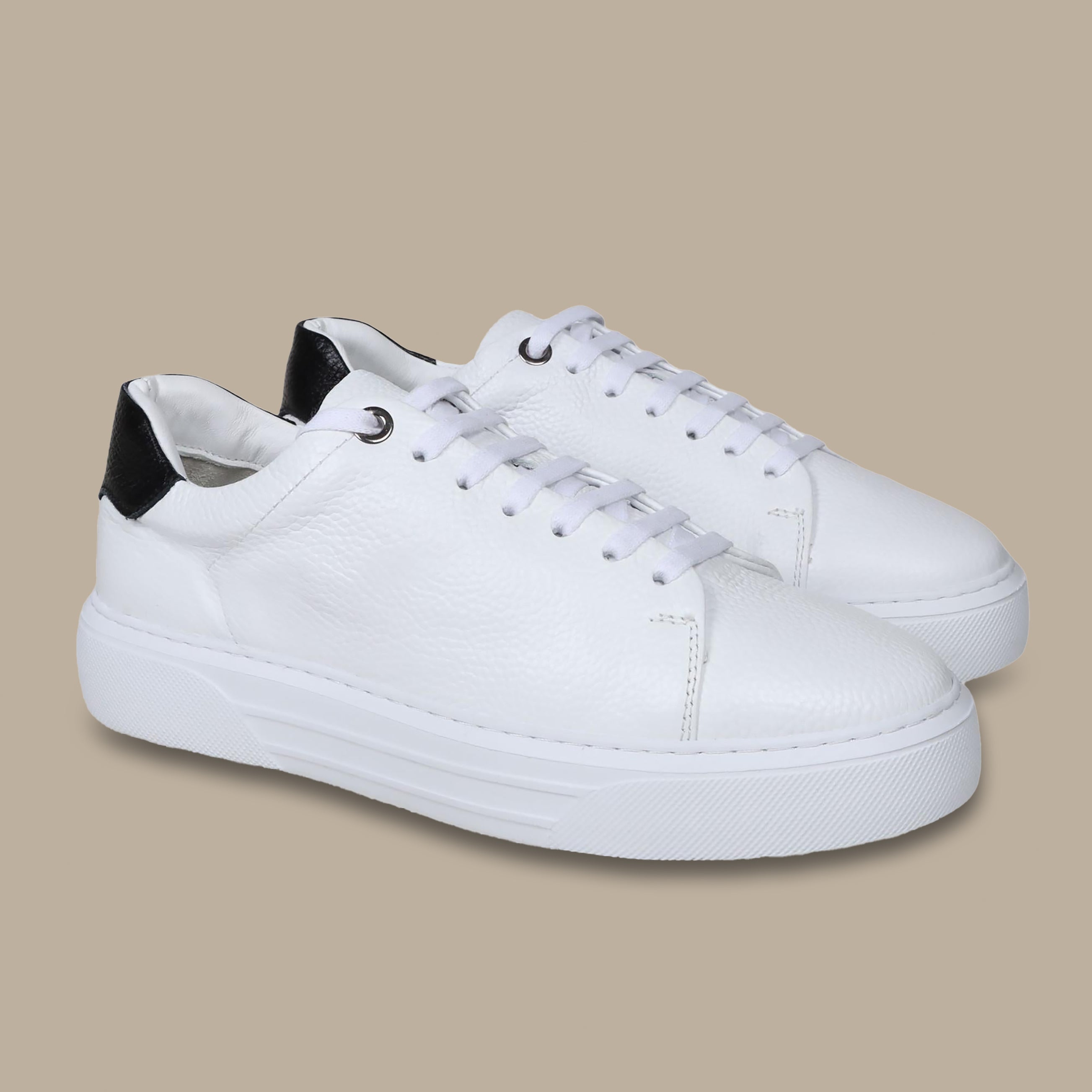 Shoes Sneakers Leather Structured - Alexander | White