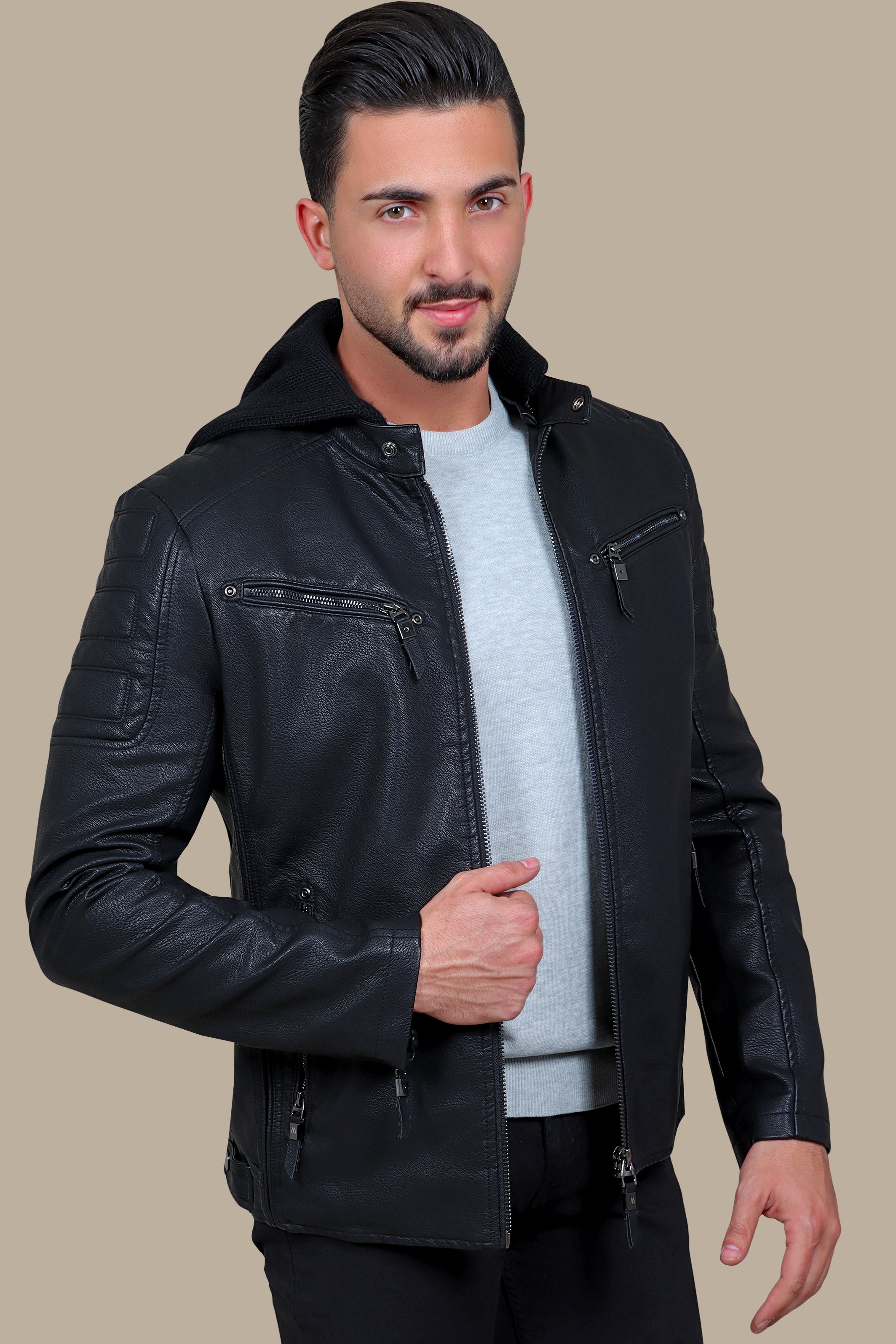 Jacket Faux Leather Classic Long | Black