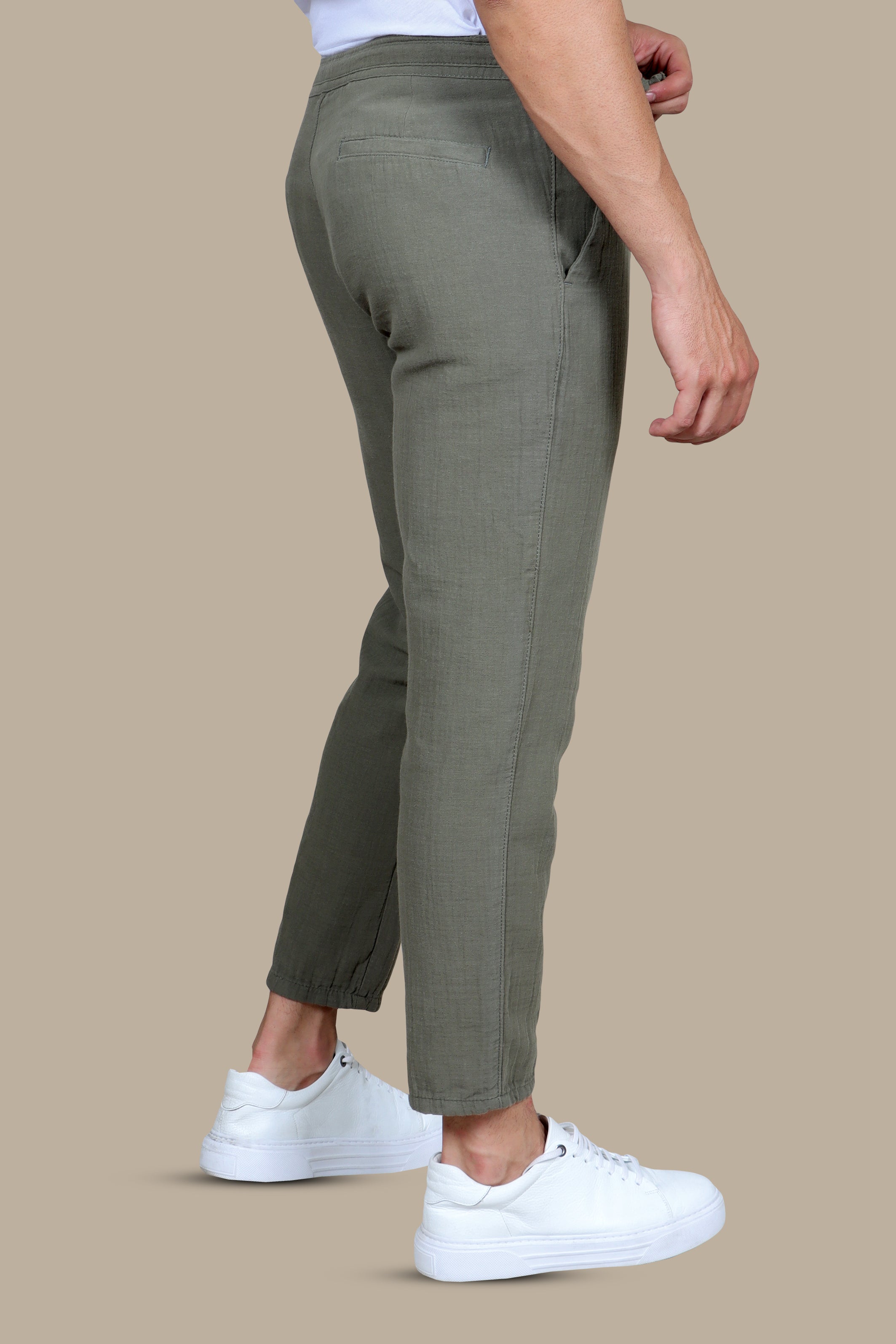 Safari Sands: Khaki Linen Basic Pants