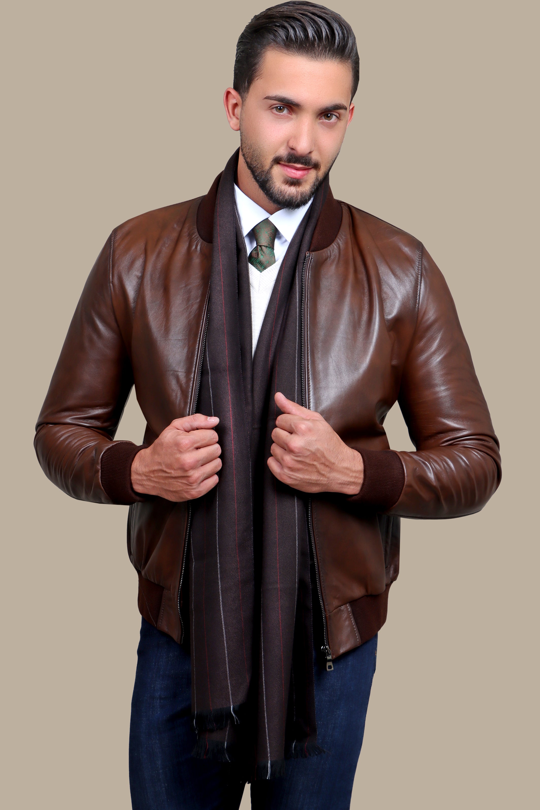 Jacket Real Leather Basic Col Mao | Brown