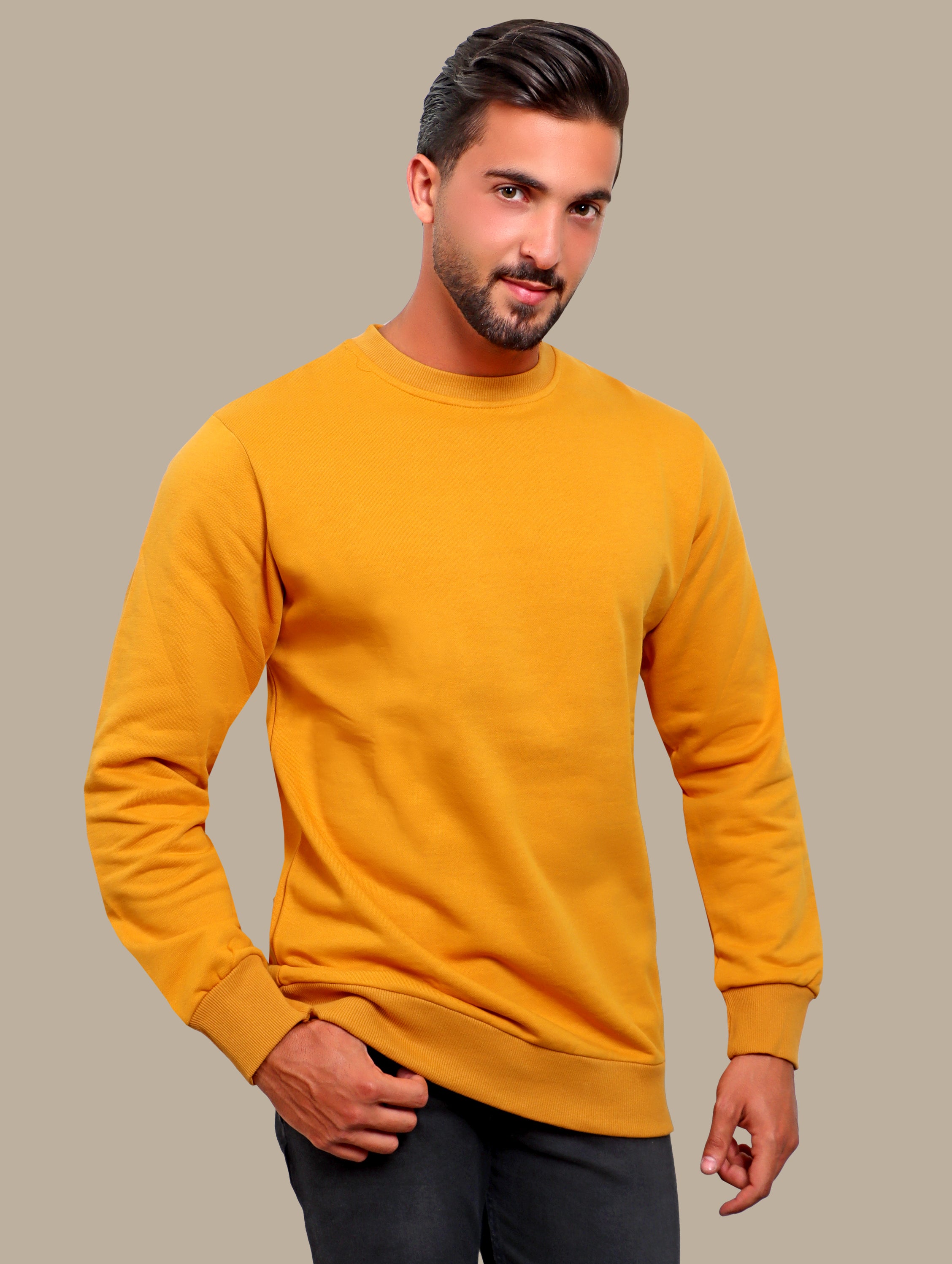 Sweatshirt Basic R-Neck | Mustard