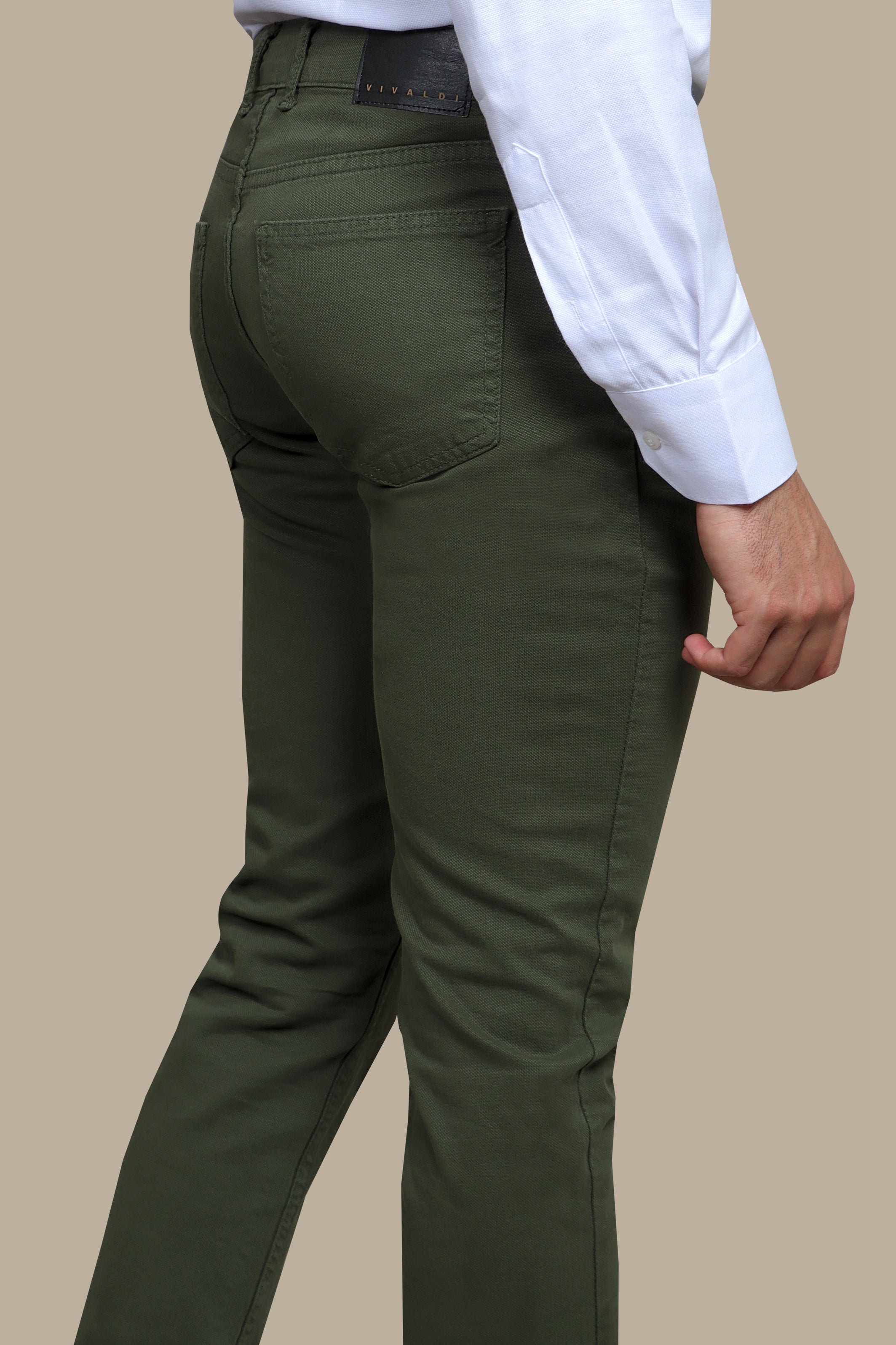 Emerald Elegance: 5-Pocket Oxford Pants in Rich Green Hues