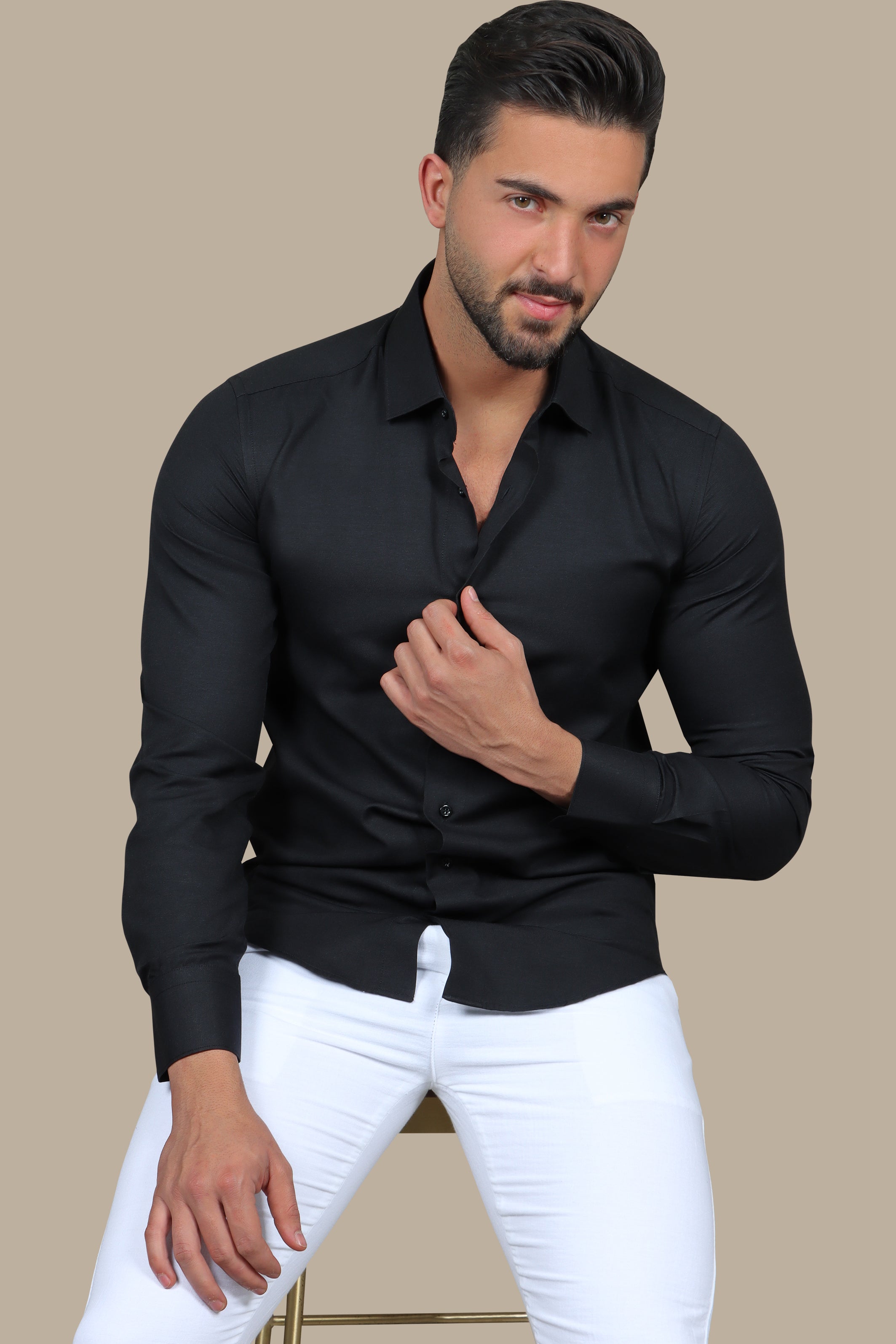 Shirt Chambray Slim Fit | Black