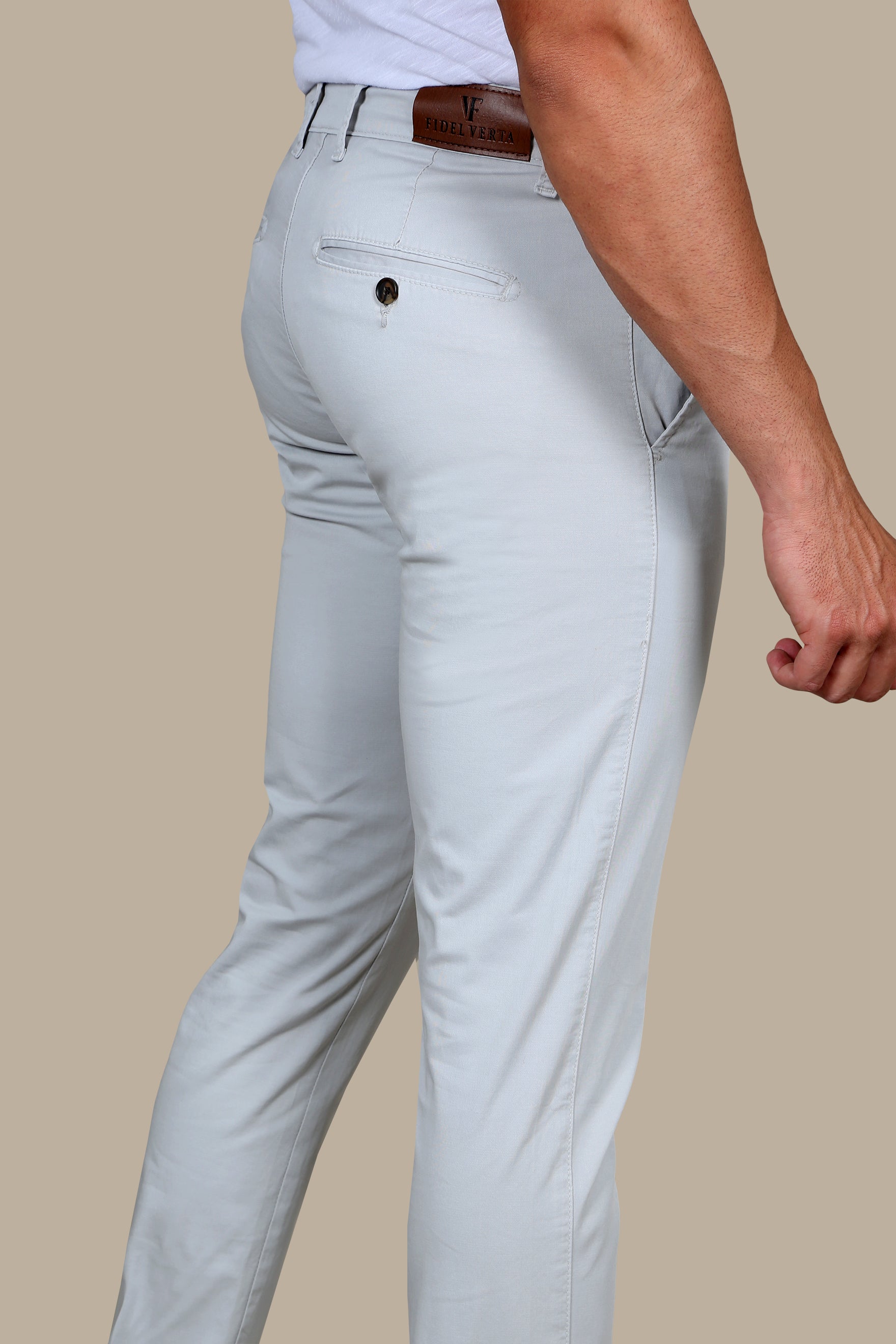 Light Grey Slim Fit Chino Trousers