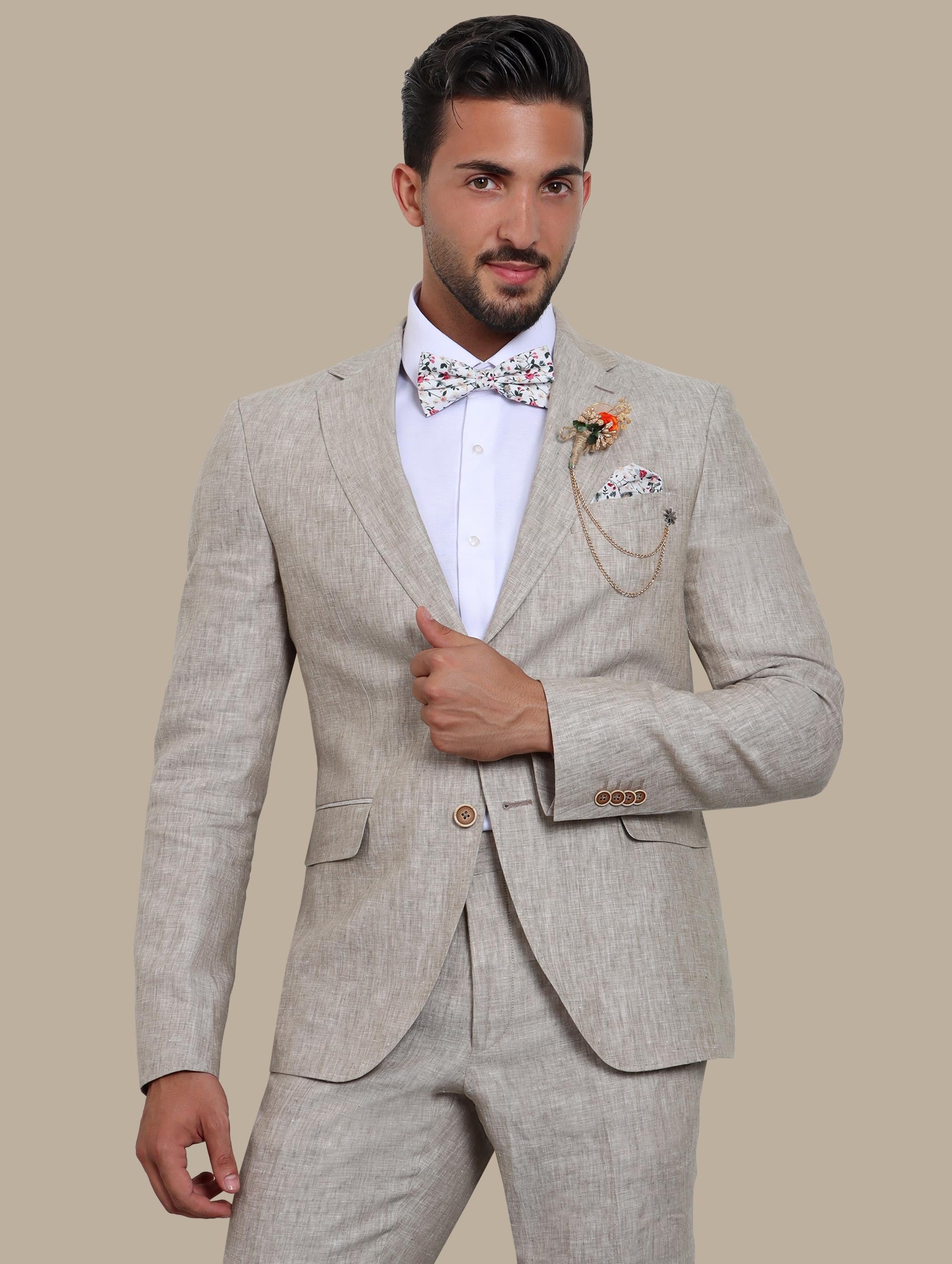 Beige Bliss: Linen Suit Perfection