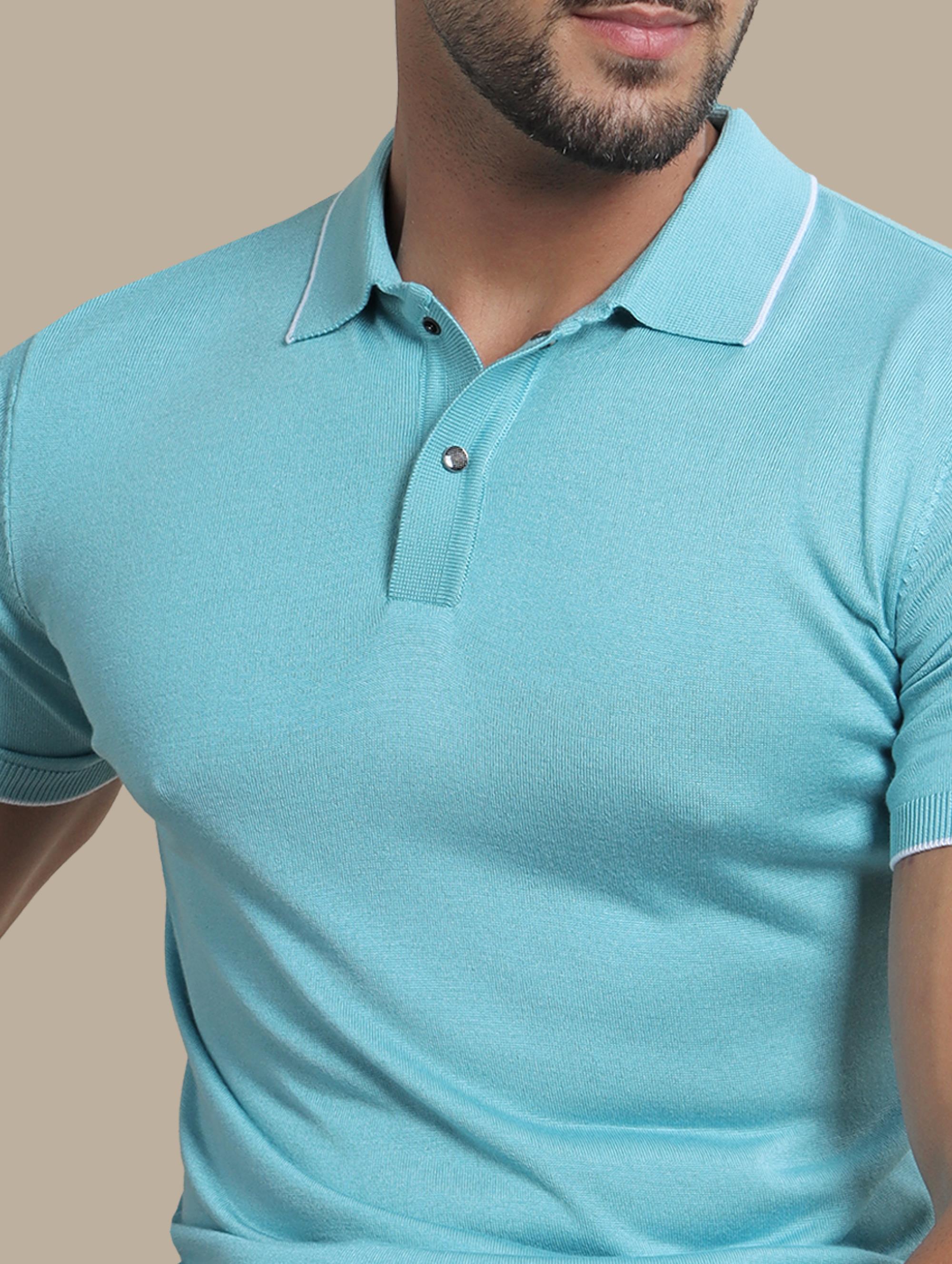 Polo Mercerized Piping | Turquoise