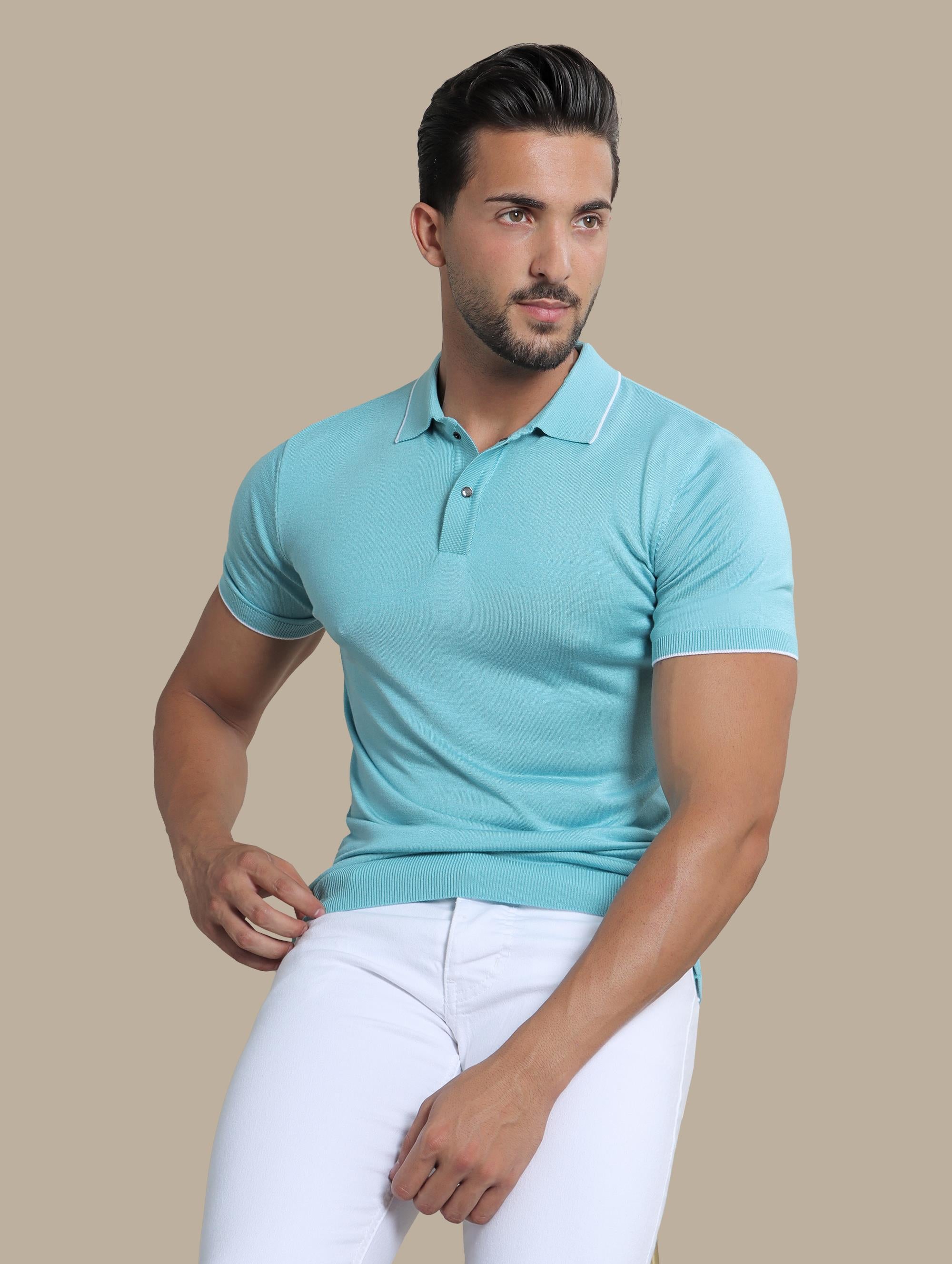 Polo Mercerized Piping | Turquoise