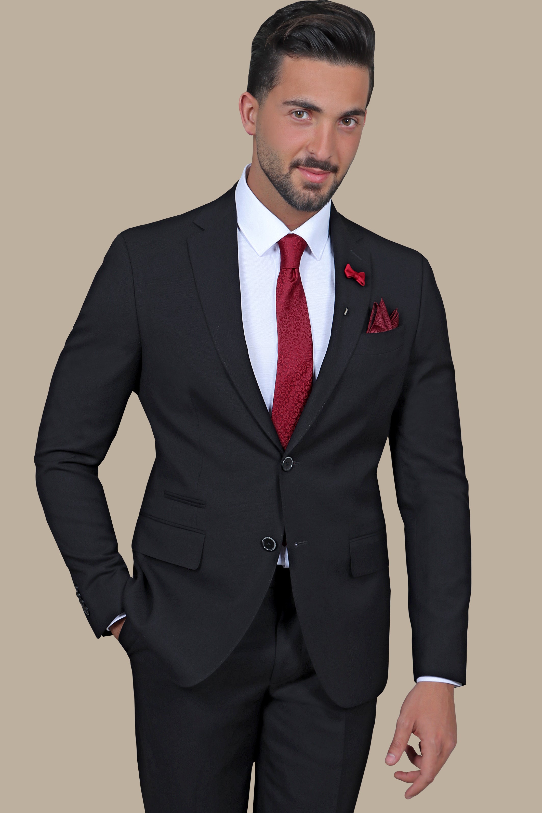 Refined Sophistication: The Black Pique Notch Suit