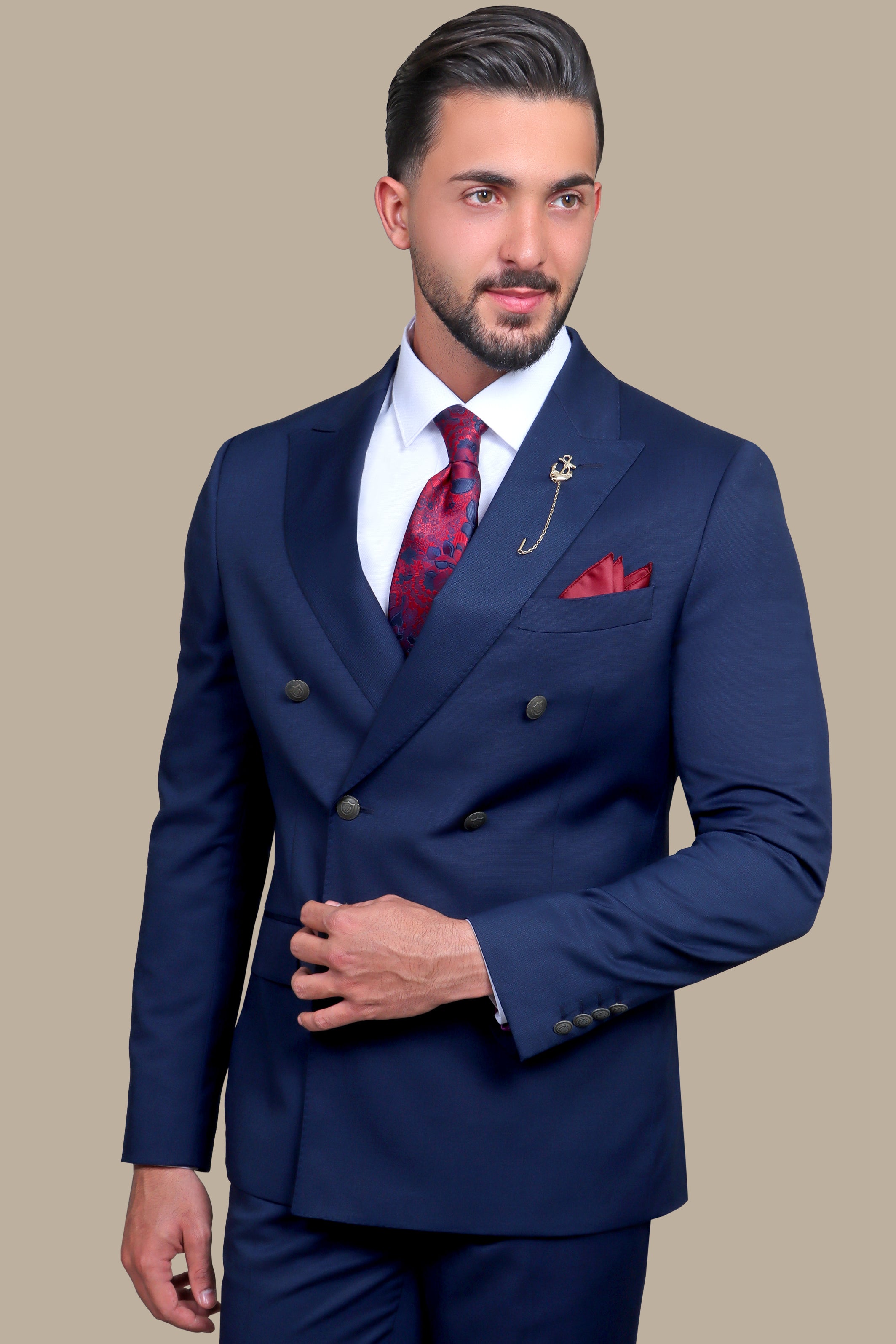 Suit Double breasted Metal Buttons 3 Pcs | Navy