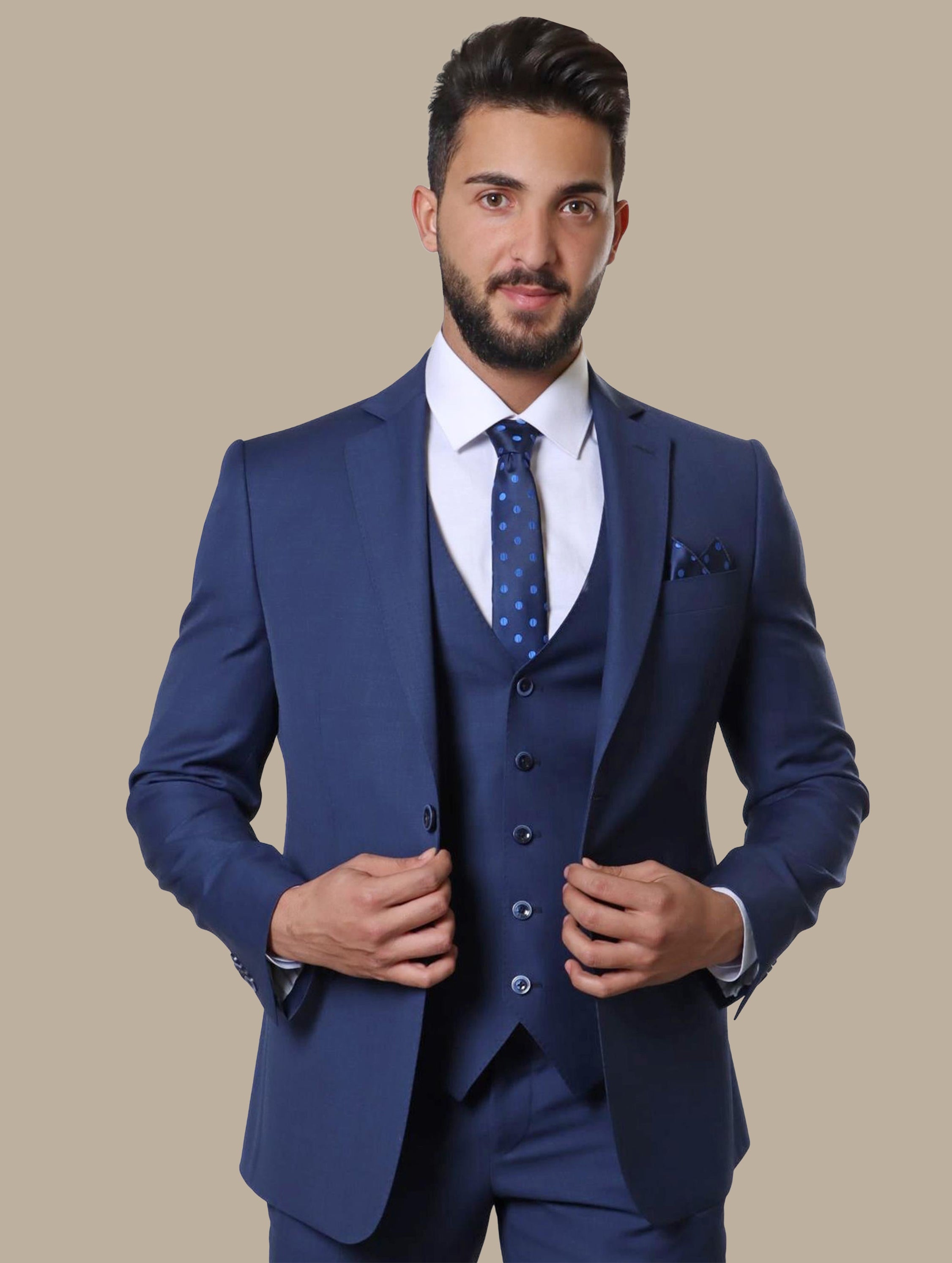 Suit Wool Fil a Fil Regular 3 Pcs | Navy