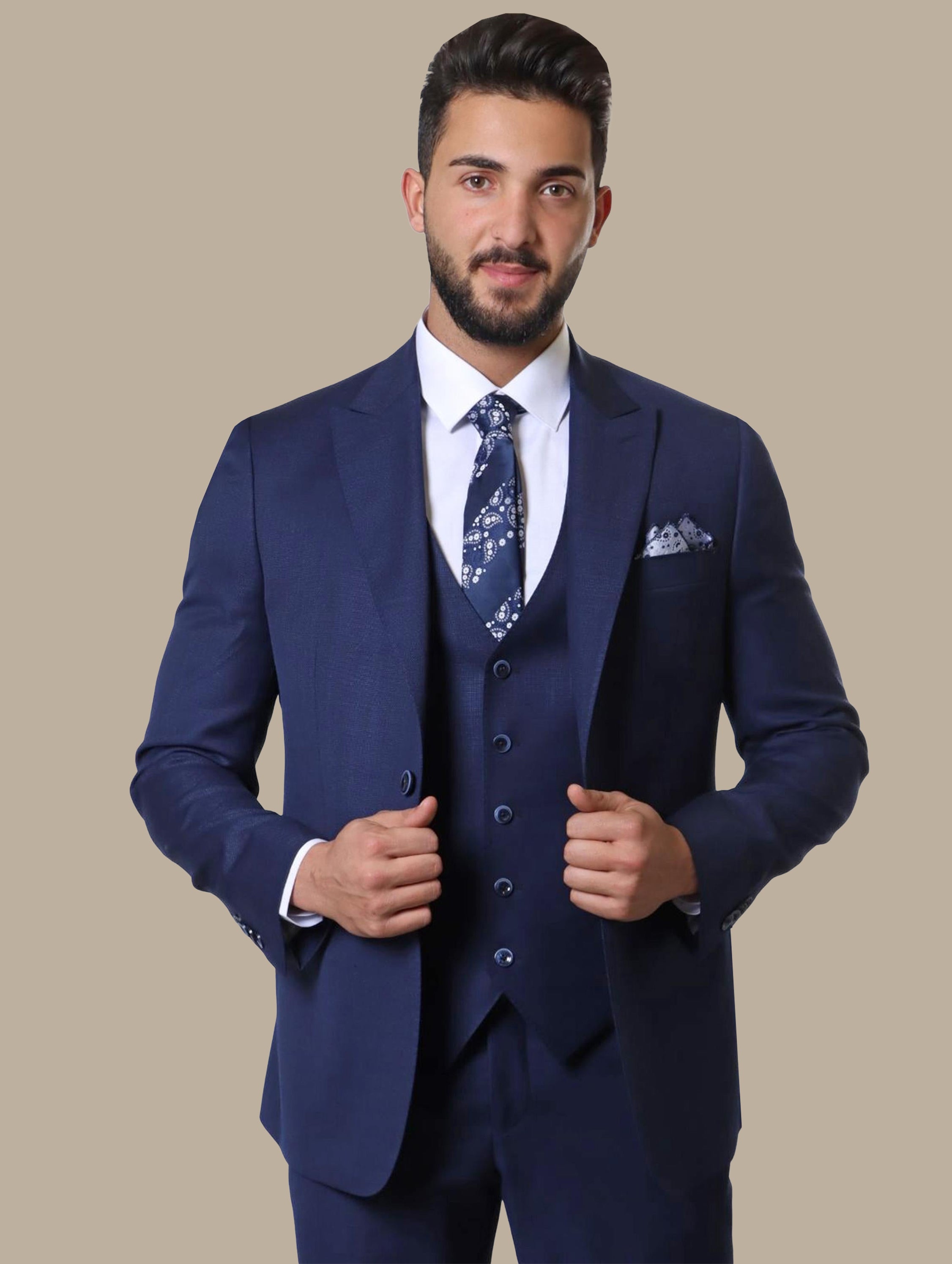 Suit Wool Pique Regular 3 Pcs | Indigo