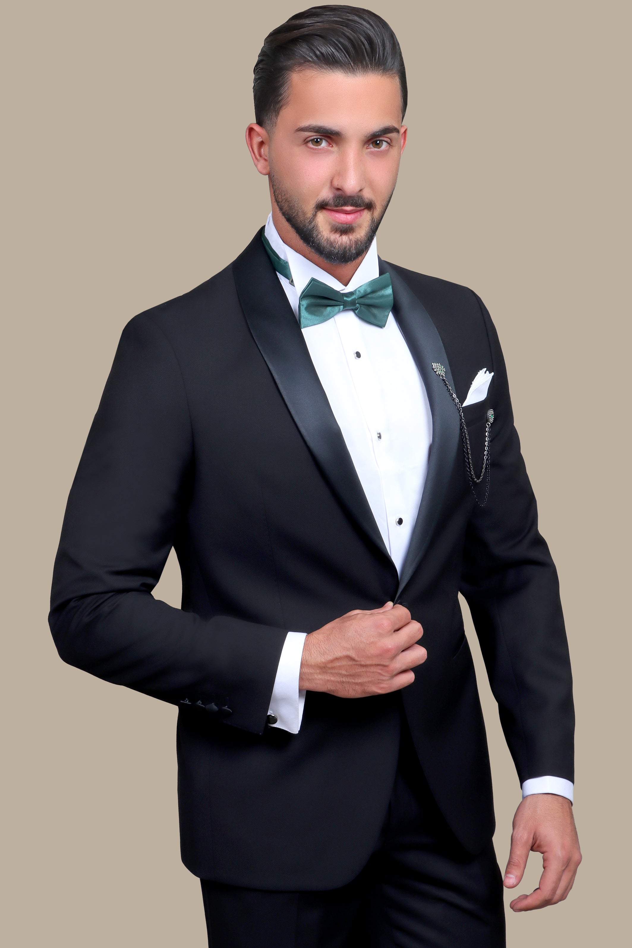 Classic Black Col Chale Tuxedo: Timeless Elegance in Modern Form