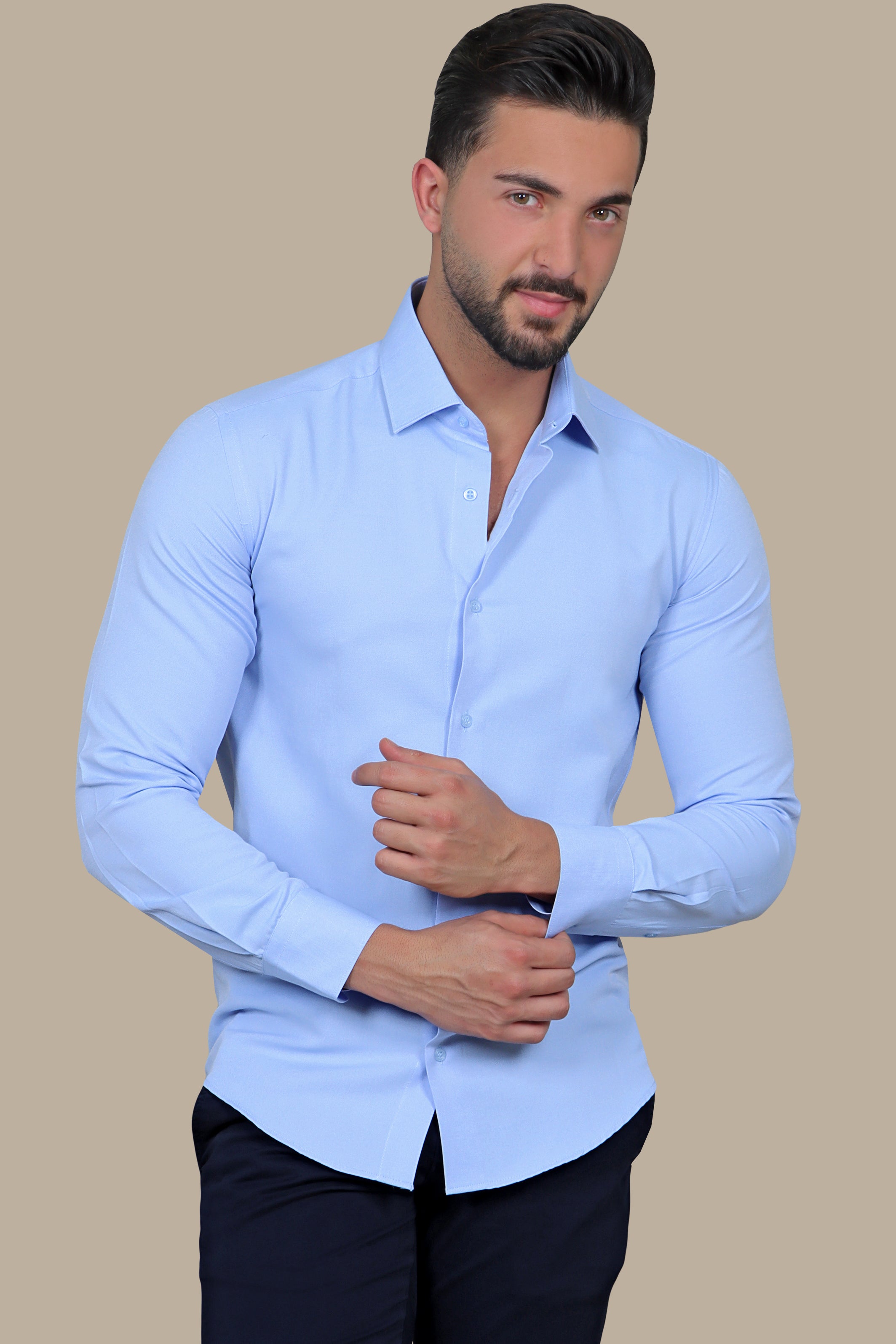 Blue Horizon: Chambray Slim Fit Shirt for Effortless Elegance