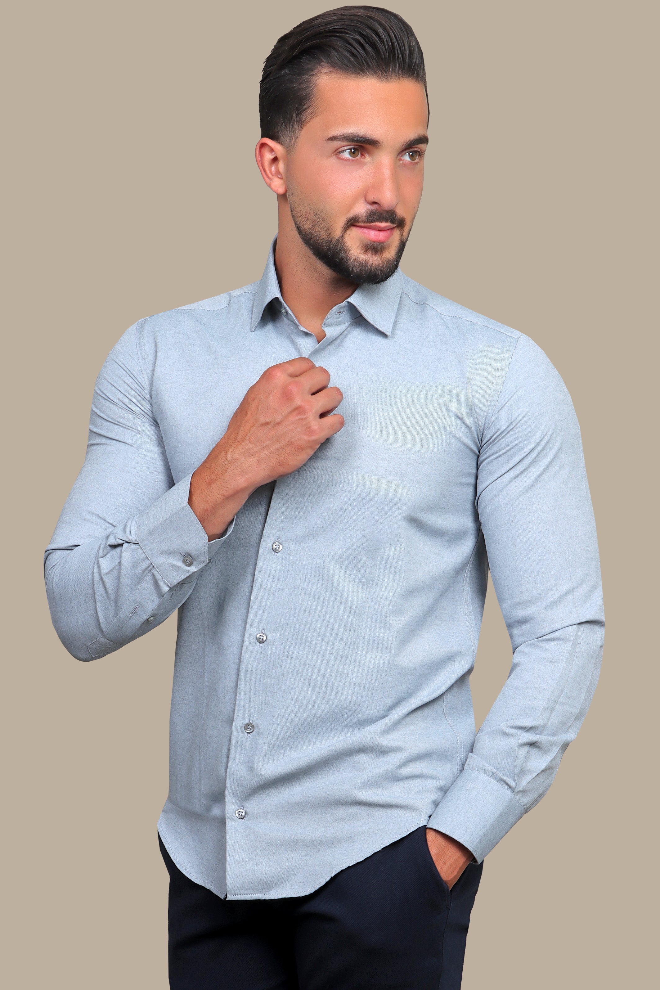 Shirt Chambray Slim Fit | Grey