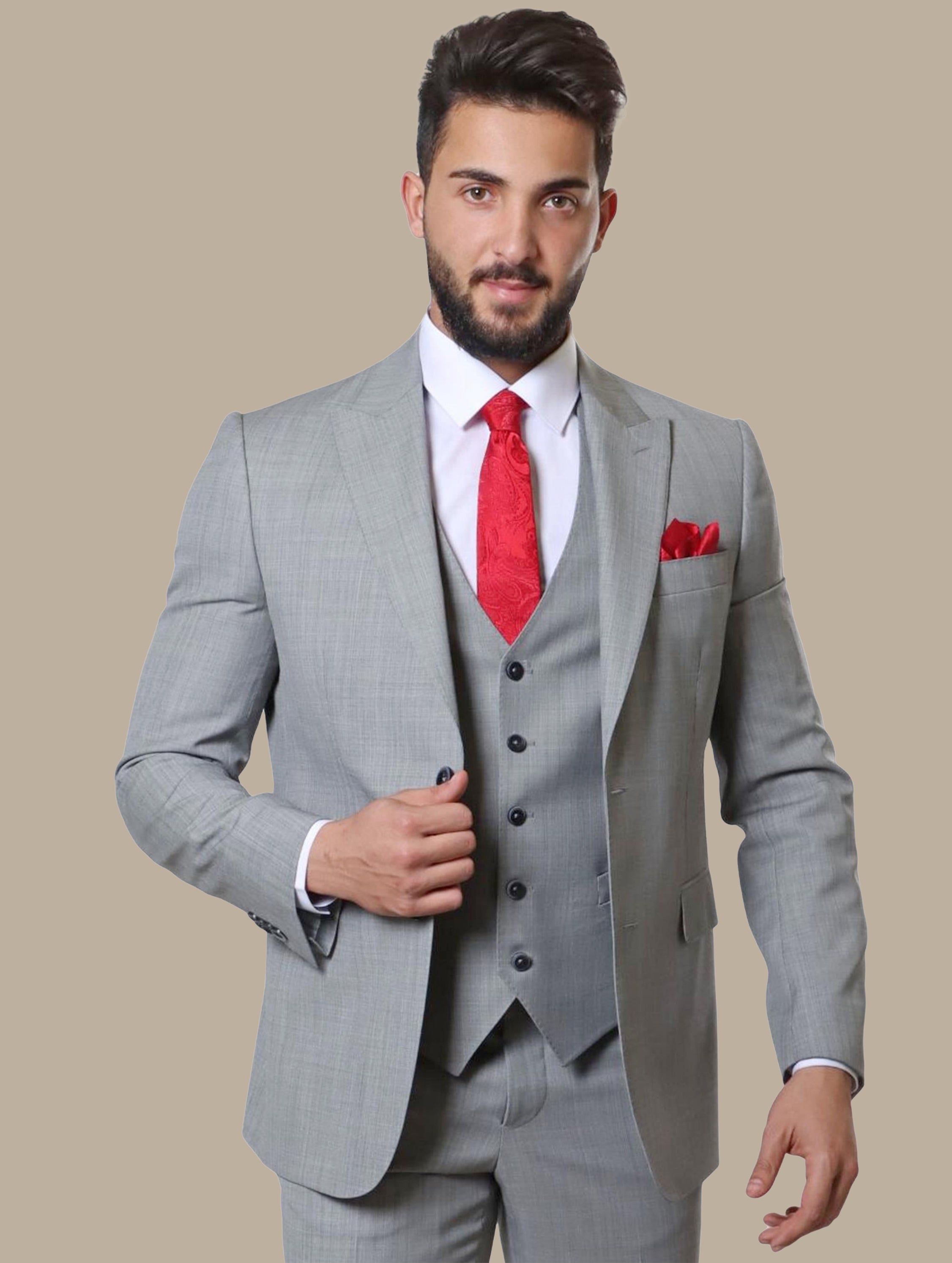 Suit Wool 3 PCs Regular | Light Gray