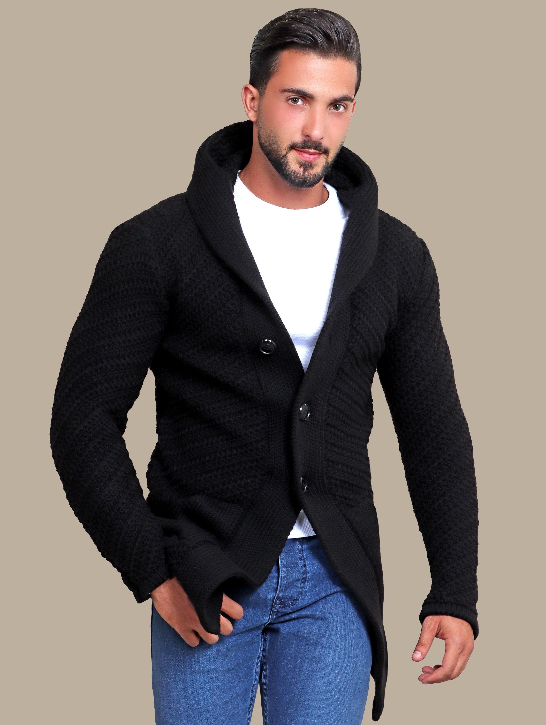 Jacket Long Cardigan Braided | Black