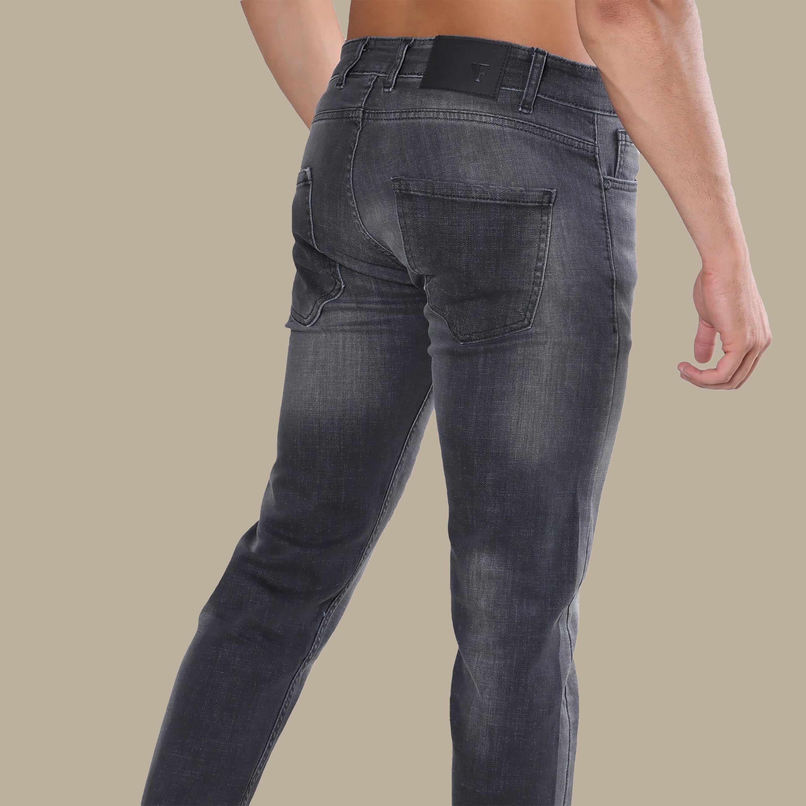 Jeans Denim Washed Destroyed | Dark Grey