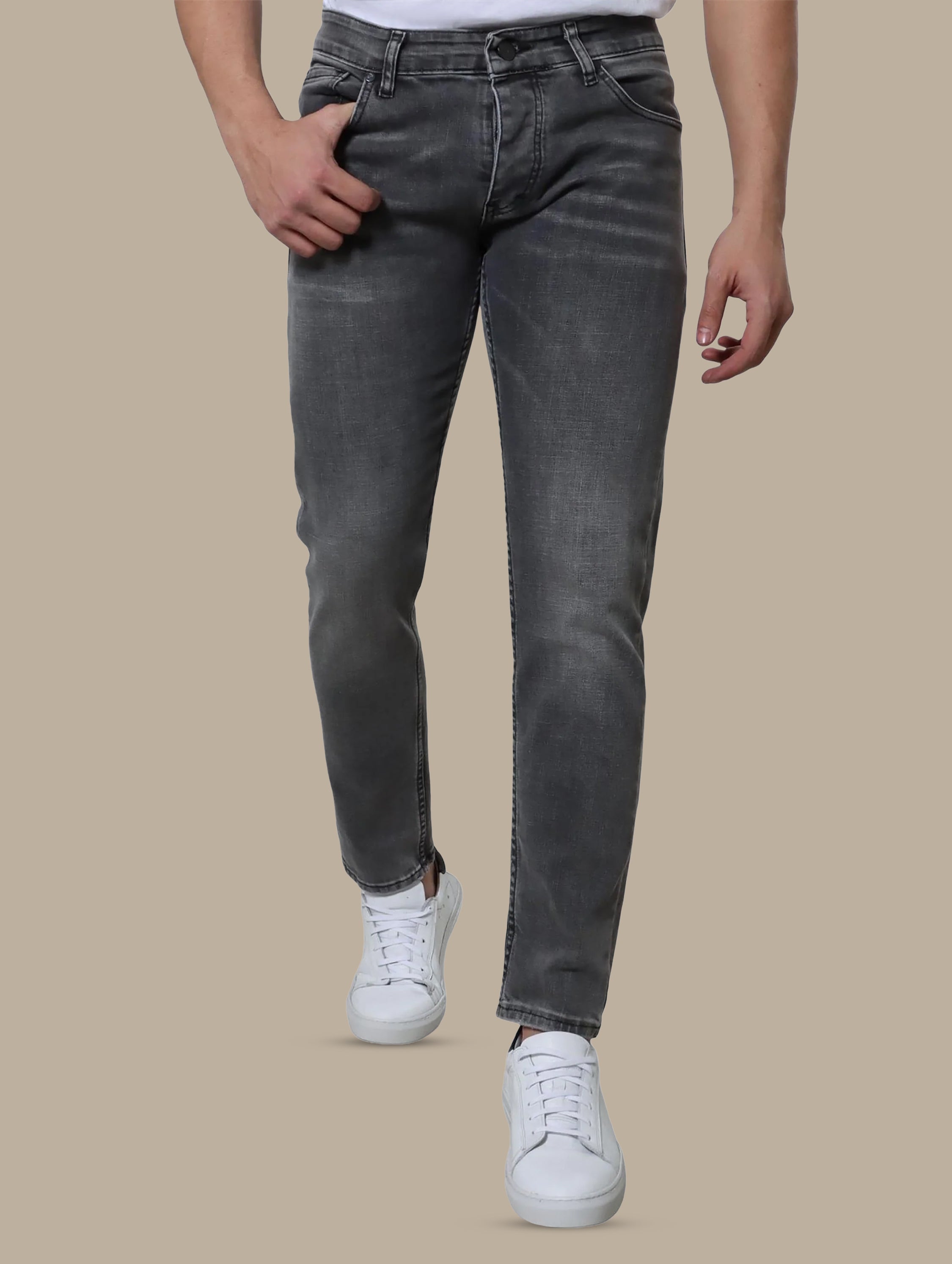 Jeans Slim Fit Basic Washed | Light Grey
