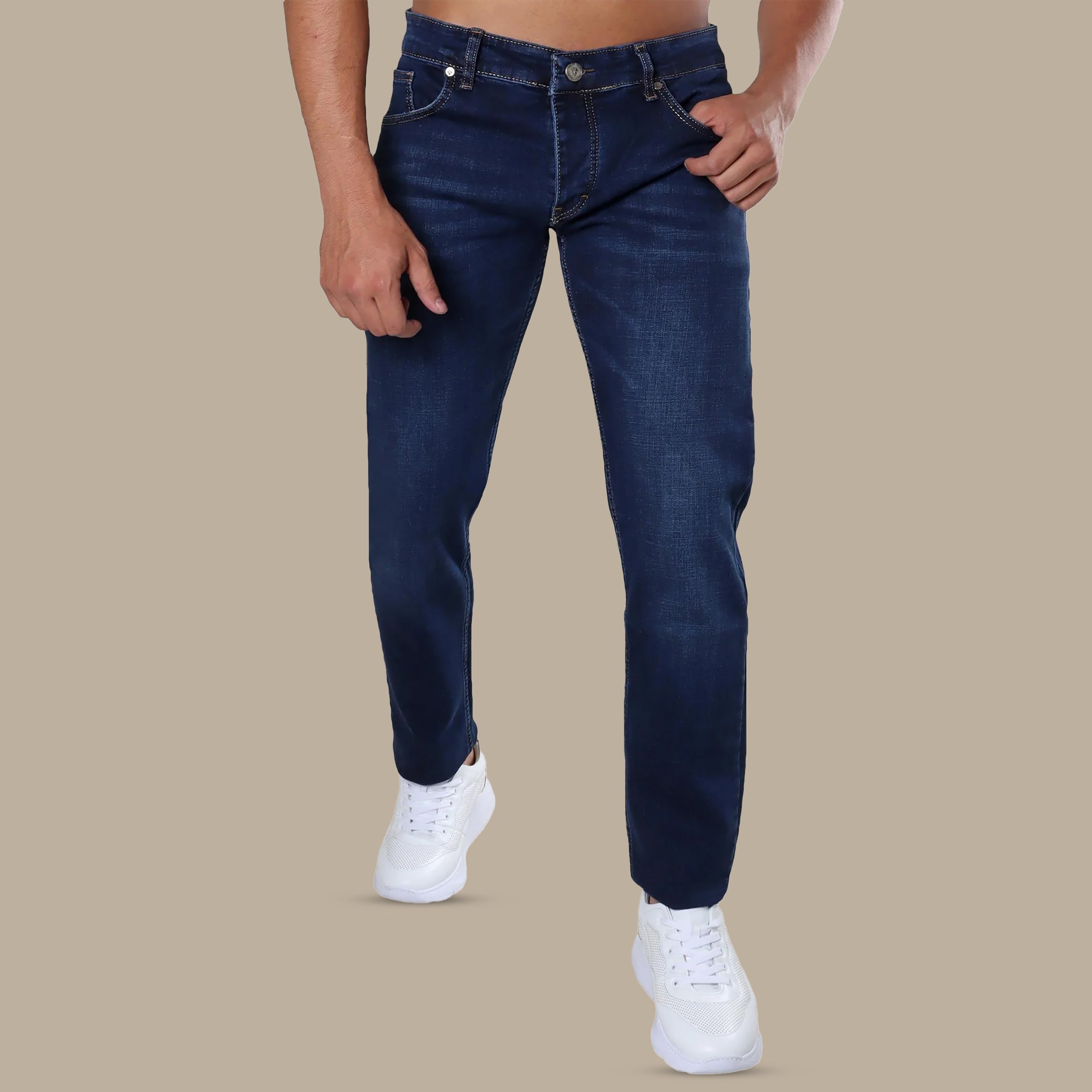 Jeans Denim Regular Basic Washed | Navy