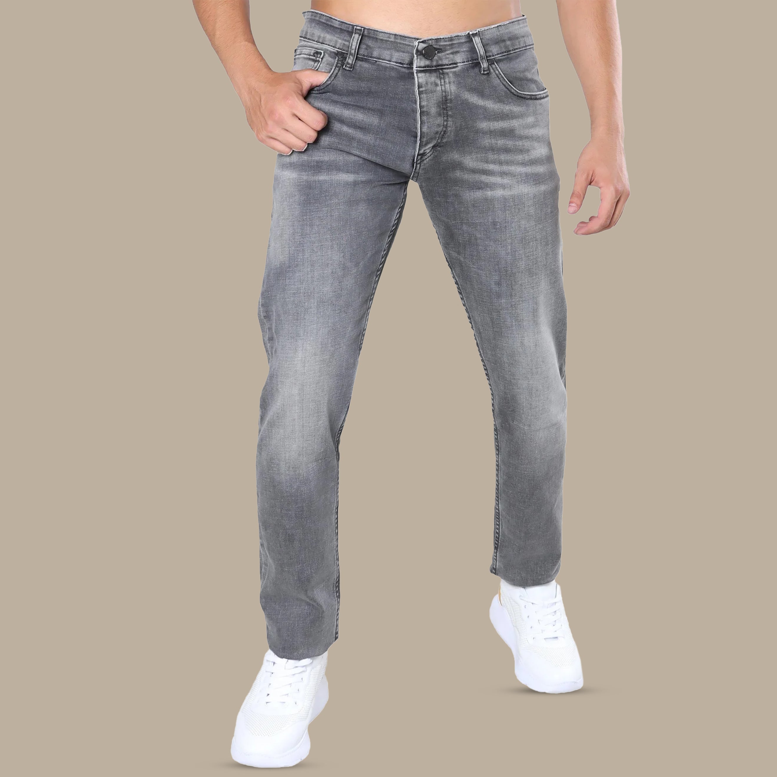 Jeans Denim Regular Basic Washed | Light Grey