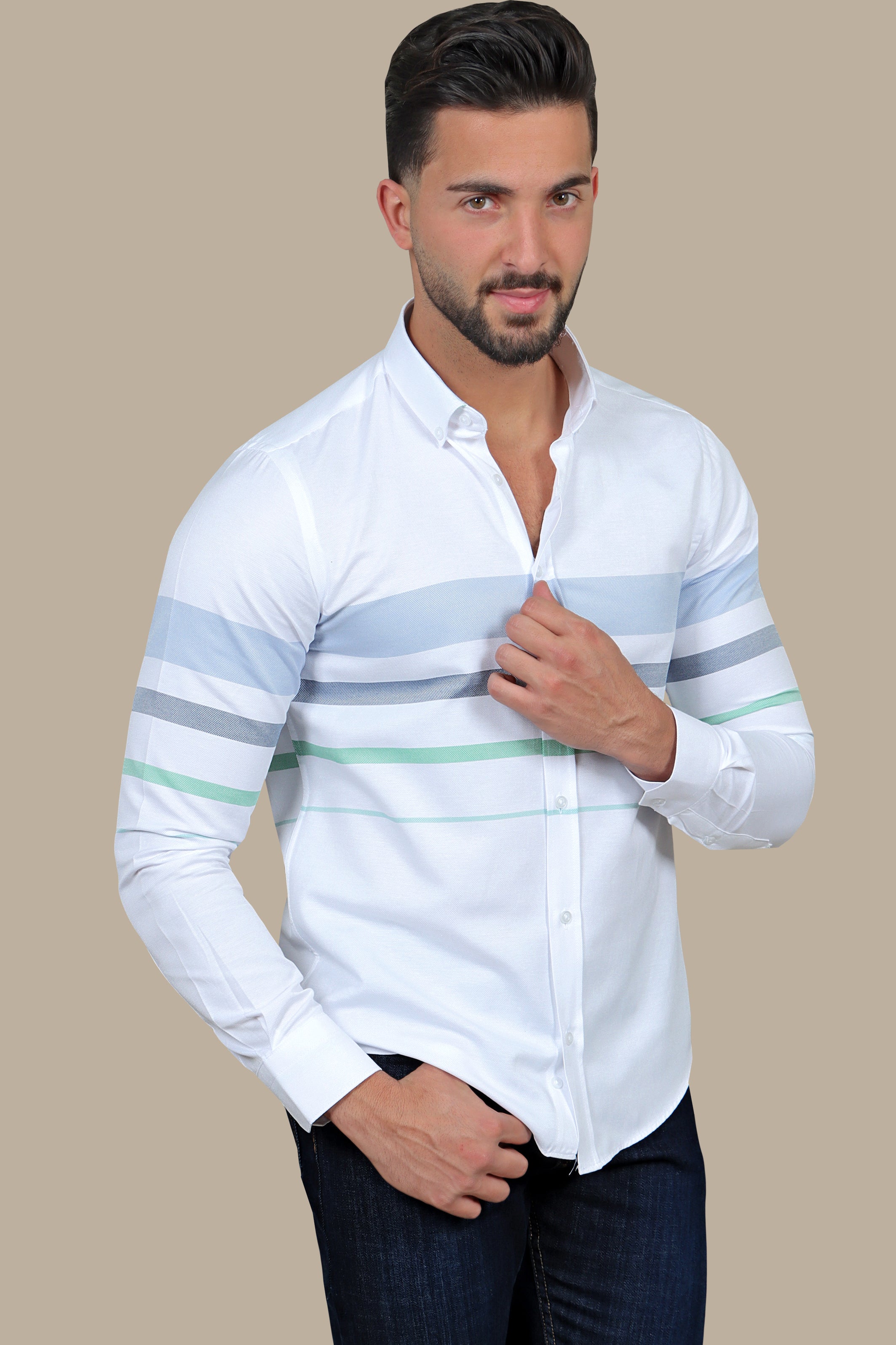 Frosty Gradient: White Degradé Stripes Shirt