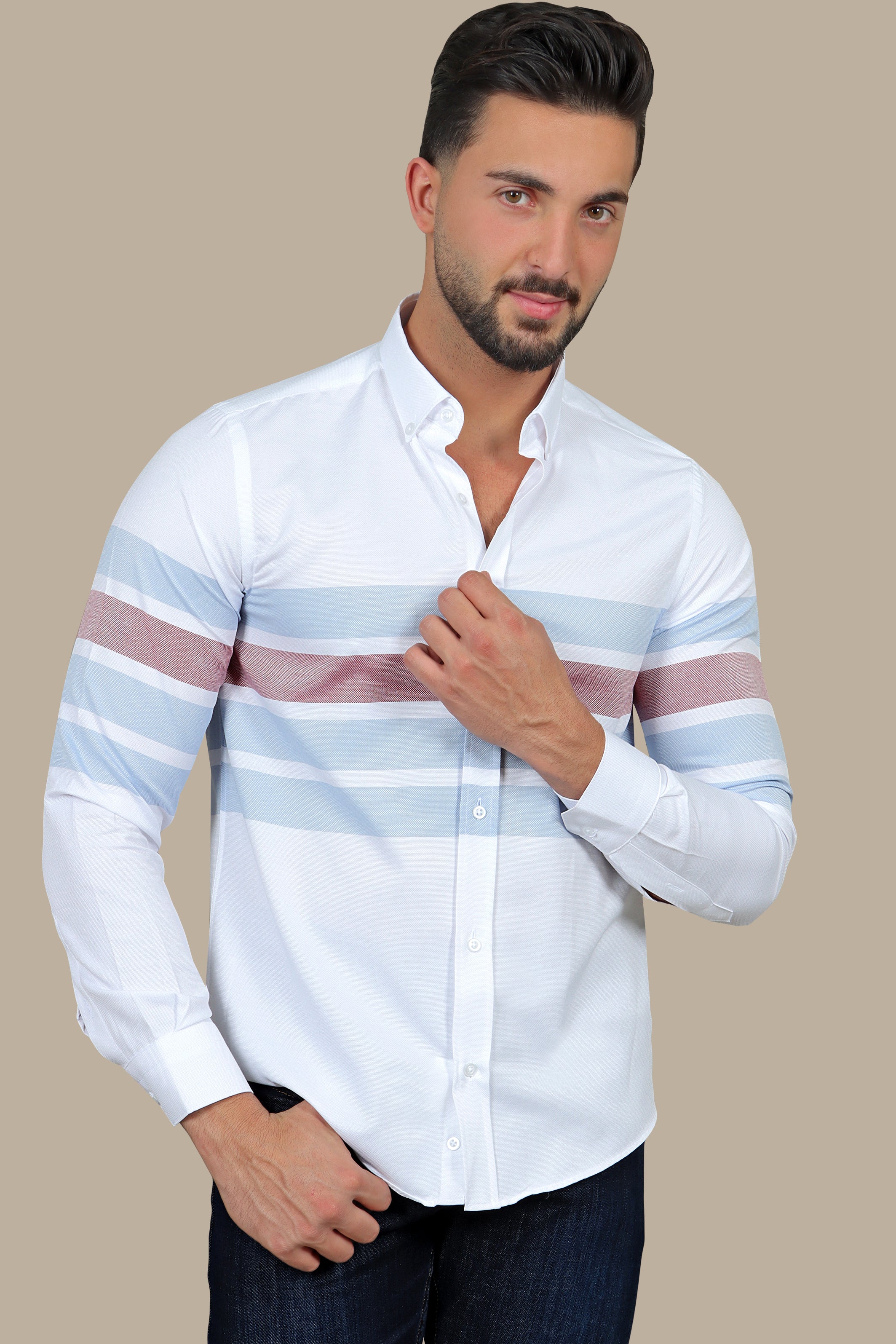 Ocean Breeze: Blue Wide Striped Shirt