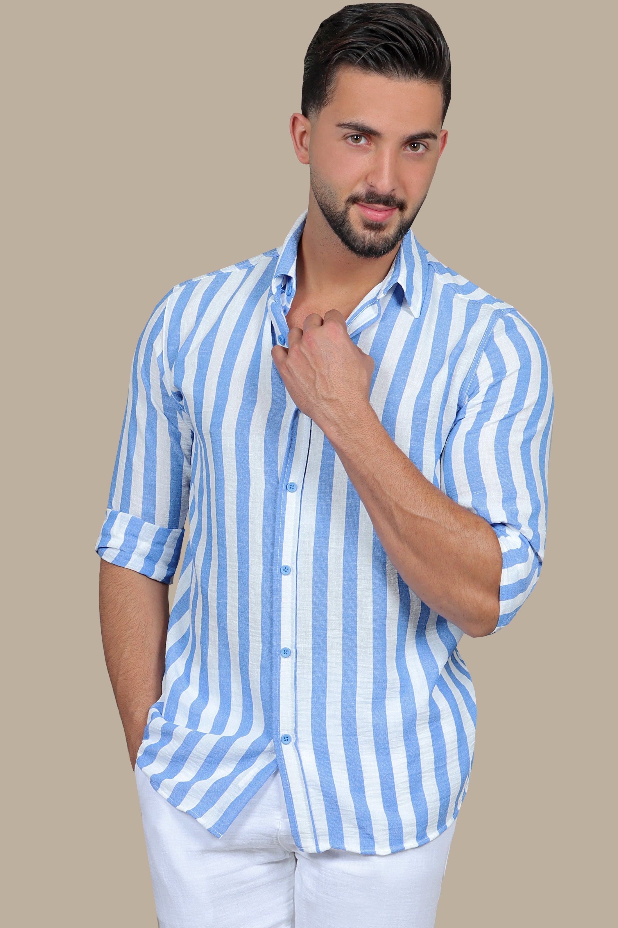 Blue Skies Stripes: Linen Shirt with a Nautical Twist