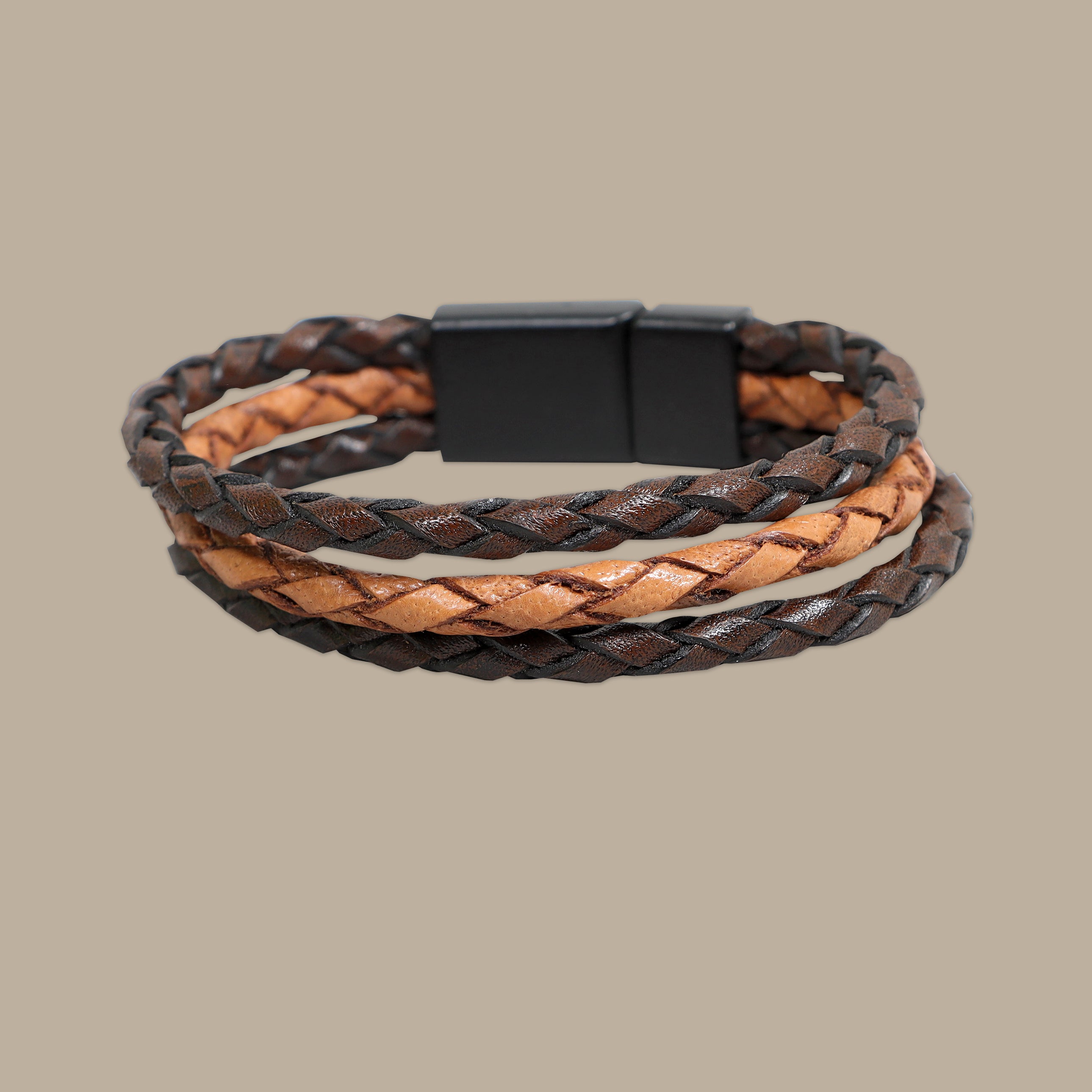 Bracelet 3 Layers Braided | Brown