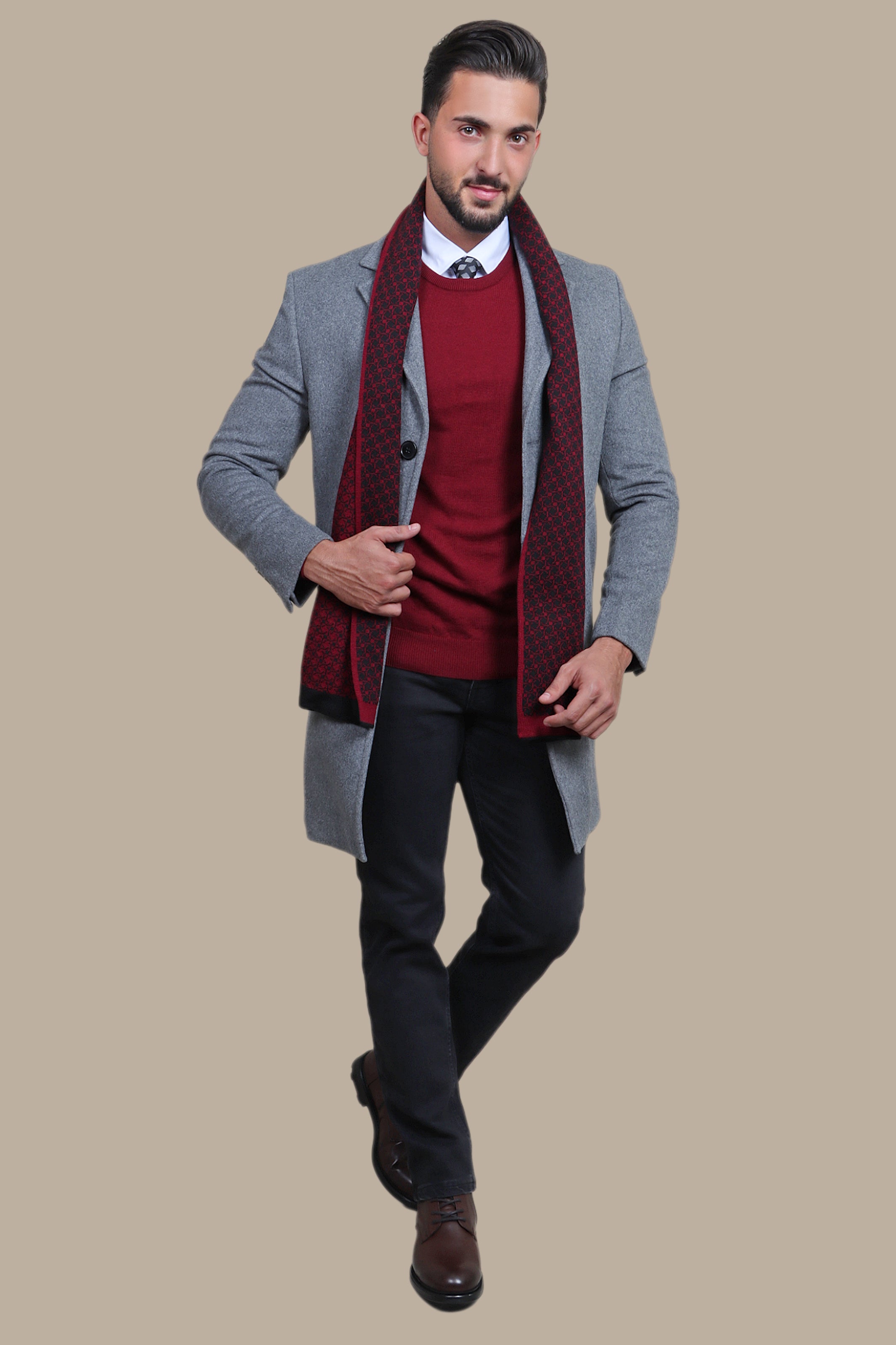 Coat Basic Detachable Collar | Grey