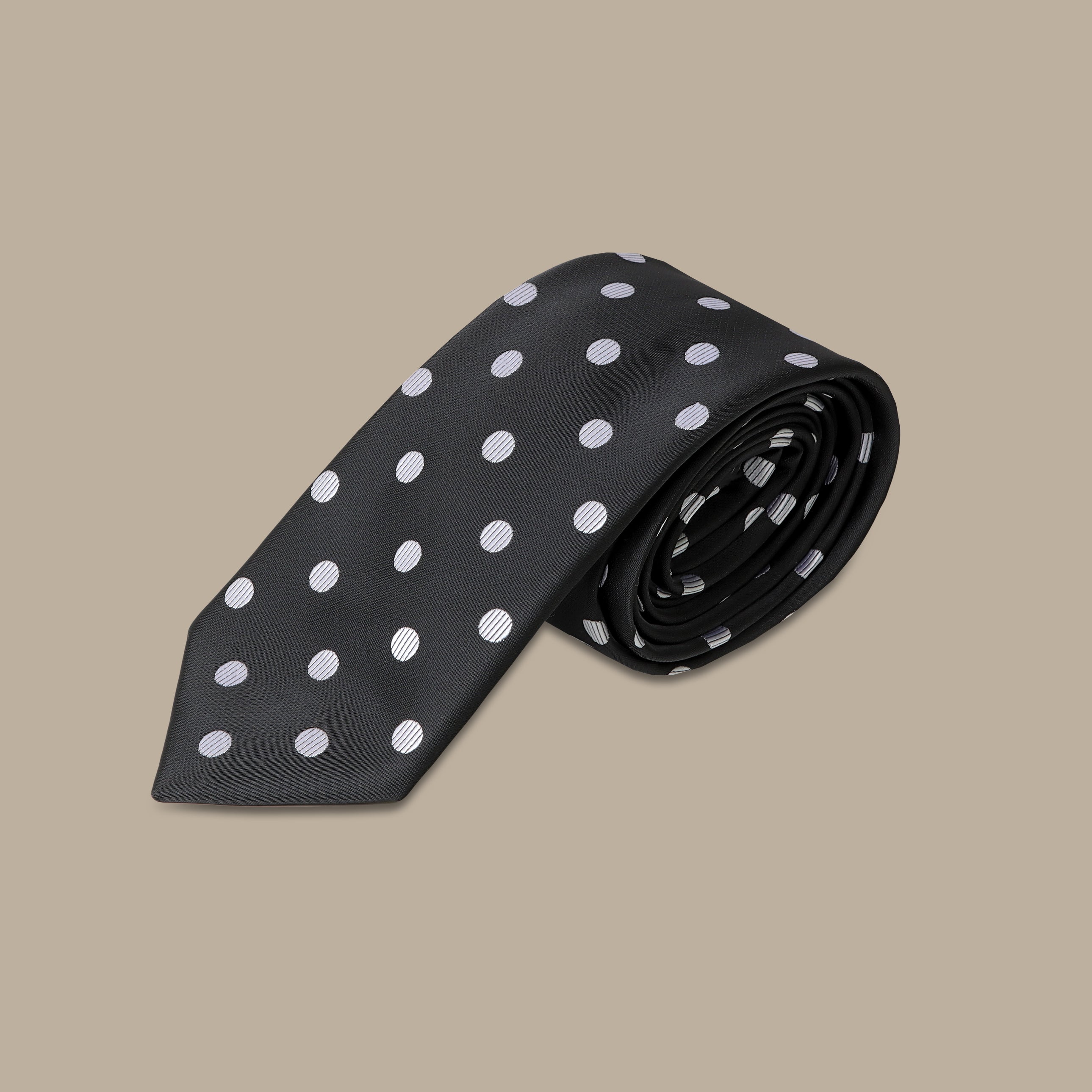 Classic Elegance: Navy Black/White Dotted Tie Set