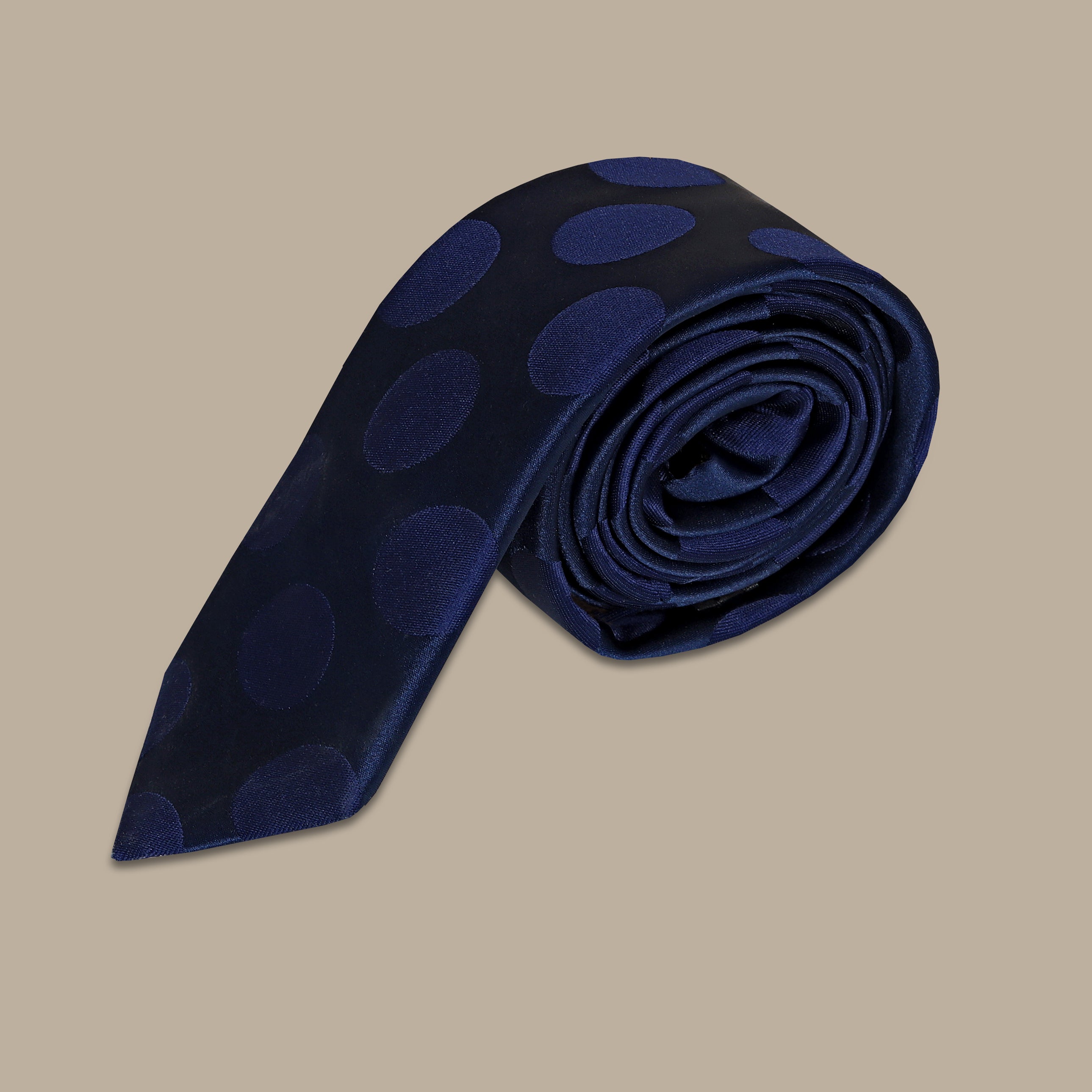 Nautical Elegance: Navy Blue Polka Dotted Tie Set