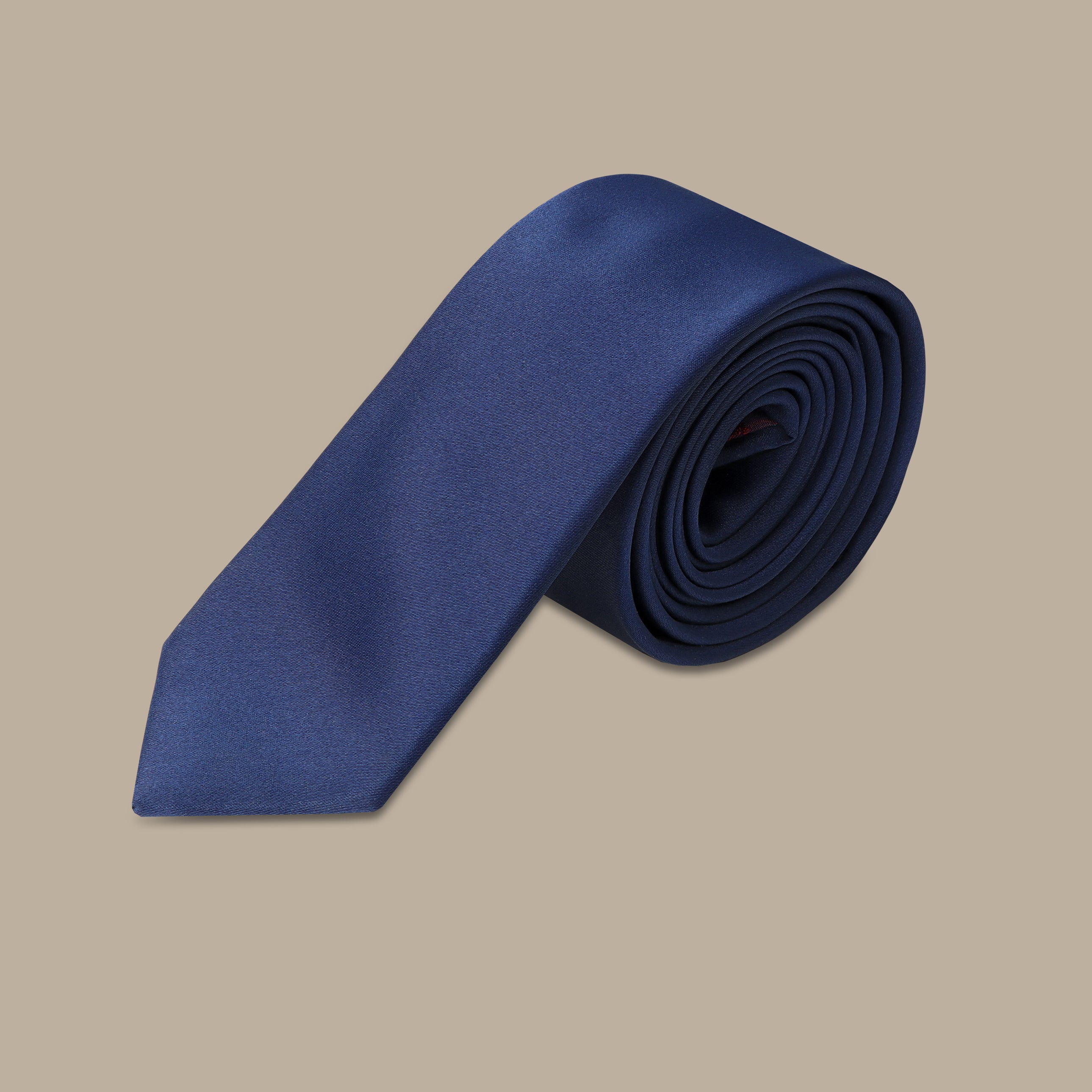 Classic Elegance: Navy Satin Plain Tie Set
