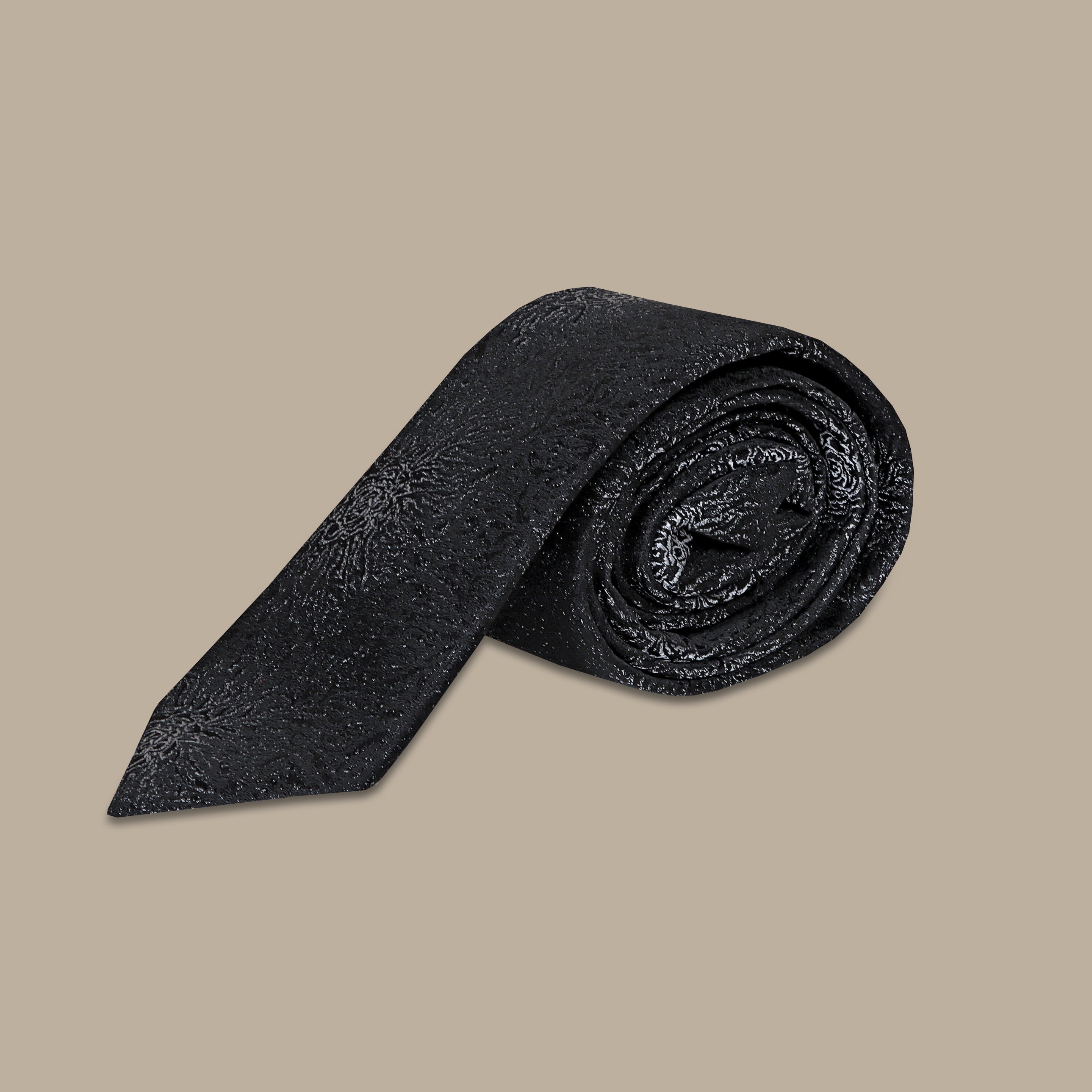 Urban Elegance: Black Printed Slim Tie Set
