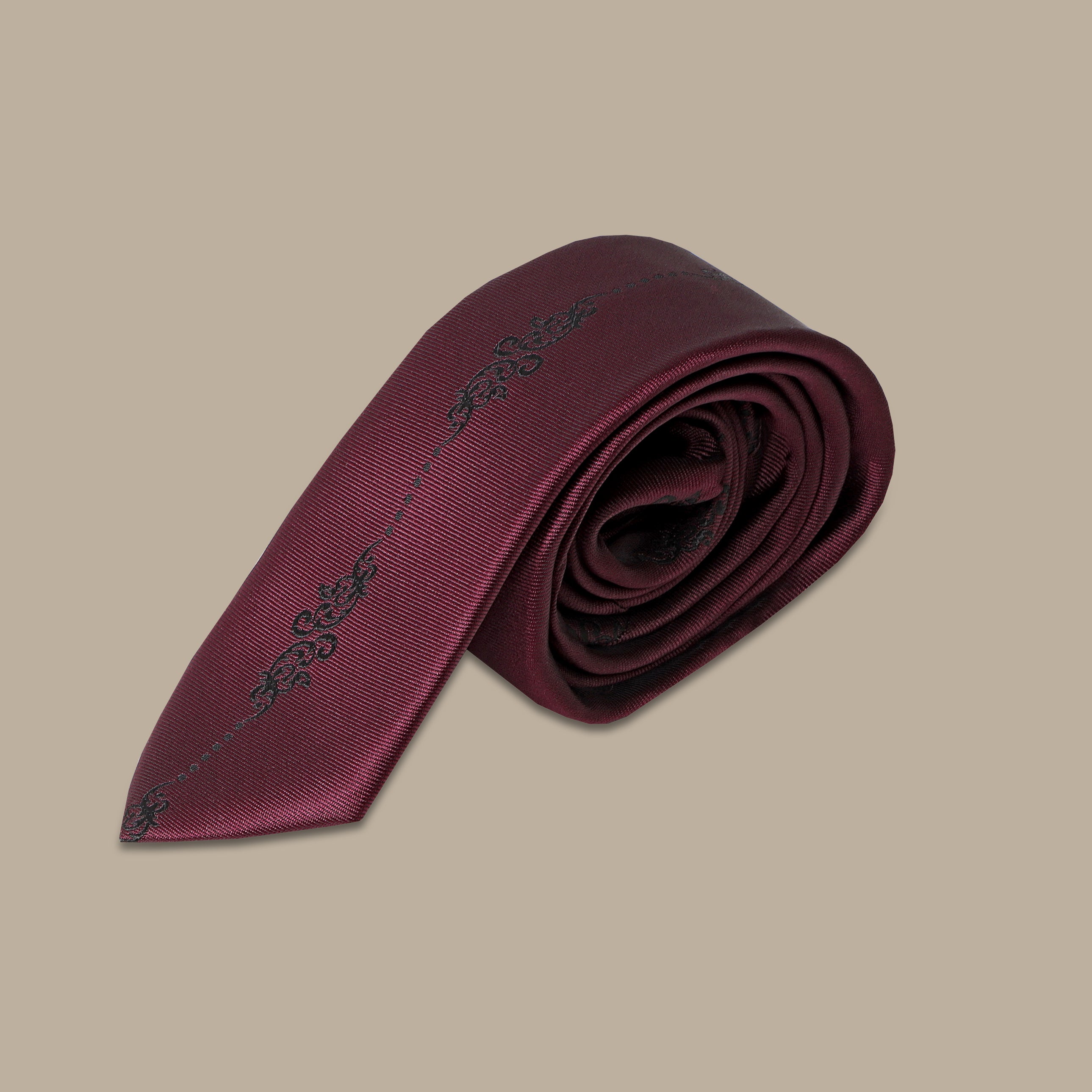 Burgundy Elegance: Design Slim Tie Set