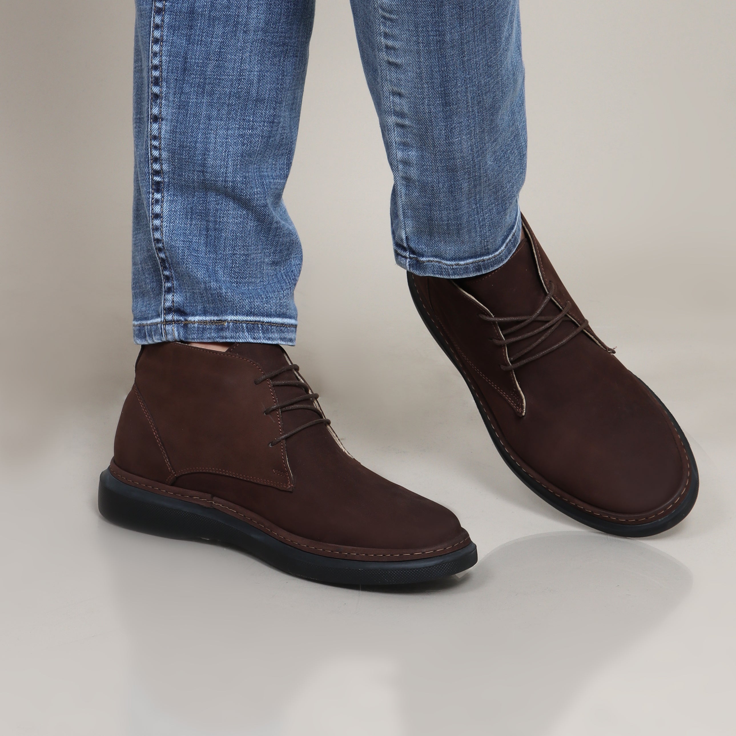 Shoes Half Boot Nubuck Plain | Brown
