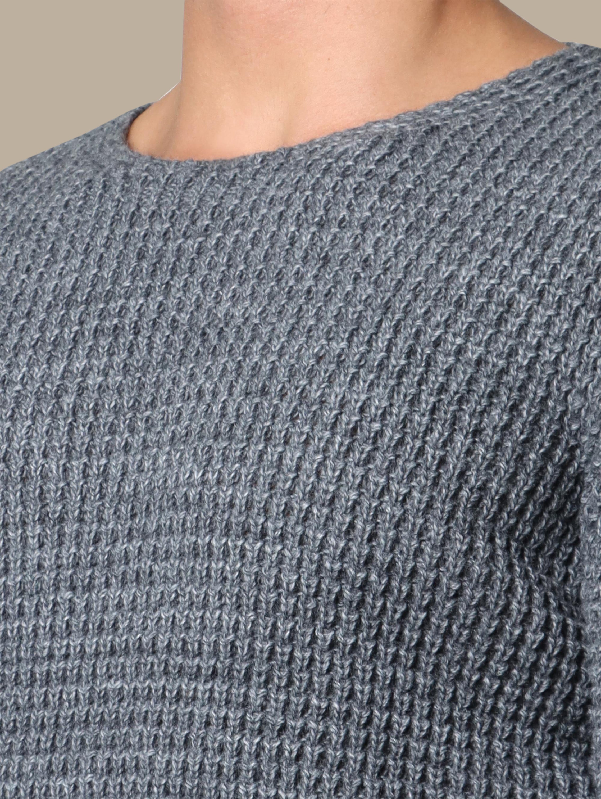 Sweater Knitted Open Neck | Dark Grey