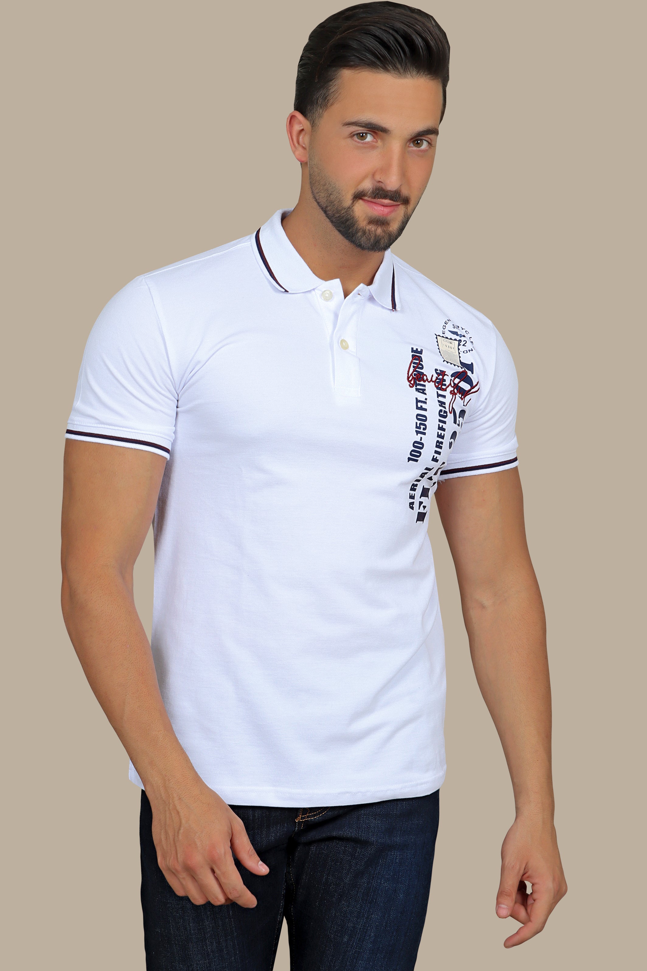 Beautiful White Polo with Patches