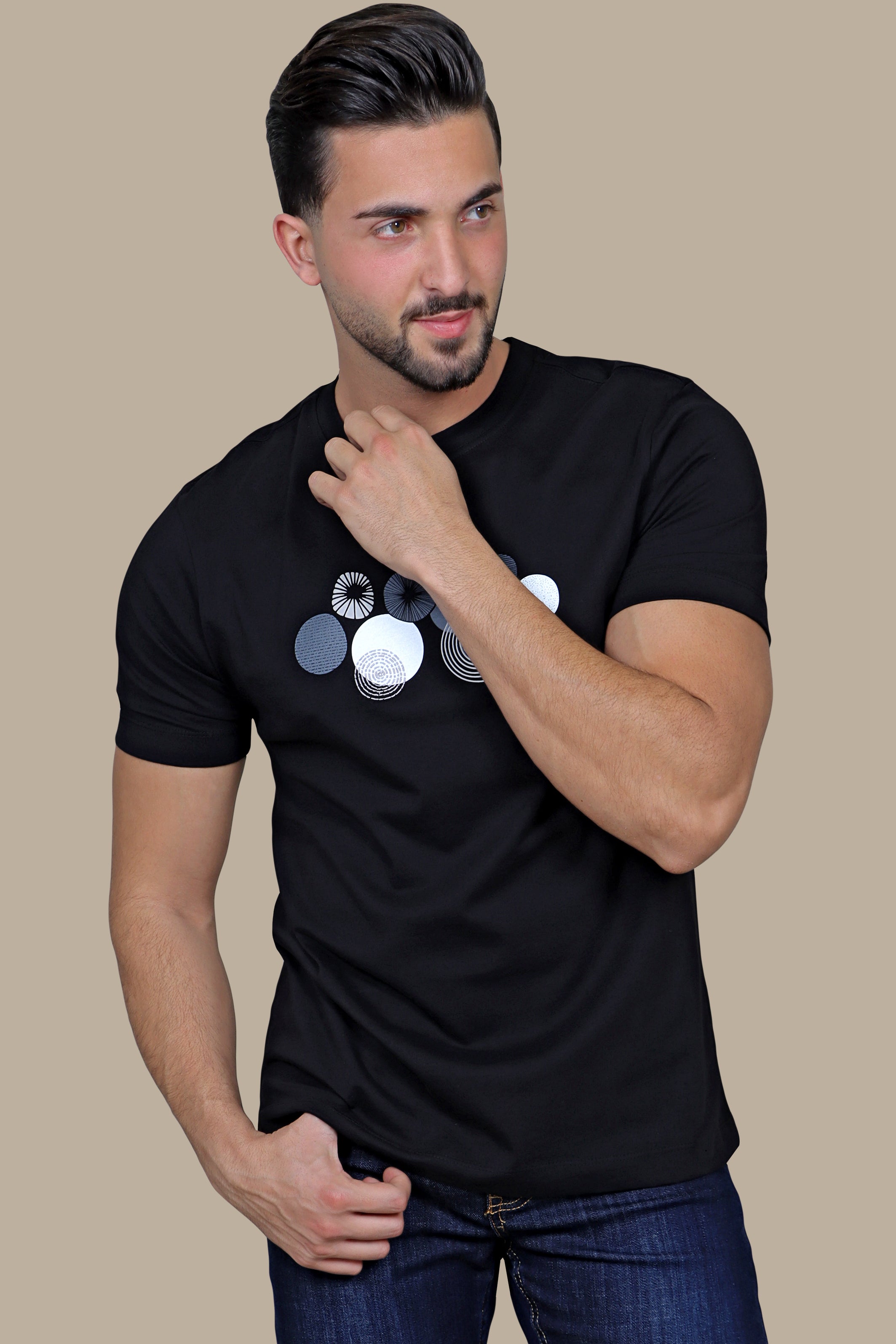 T-shirt Circles Embroidery | Black