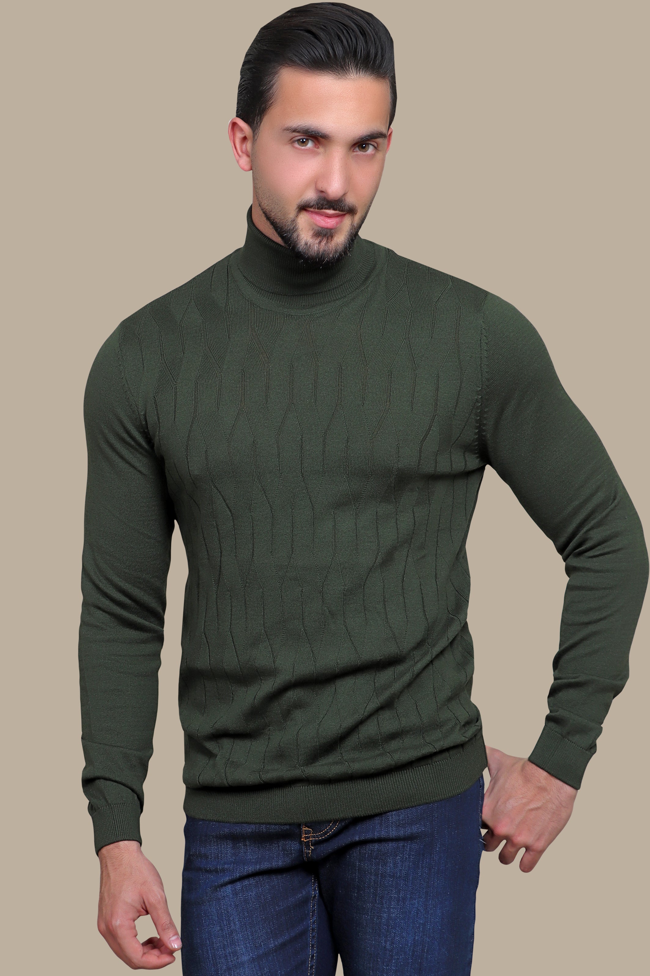 Sweater Turtle Neck Braided | Green