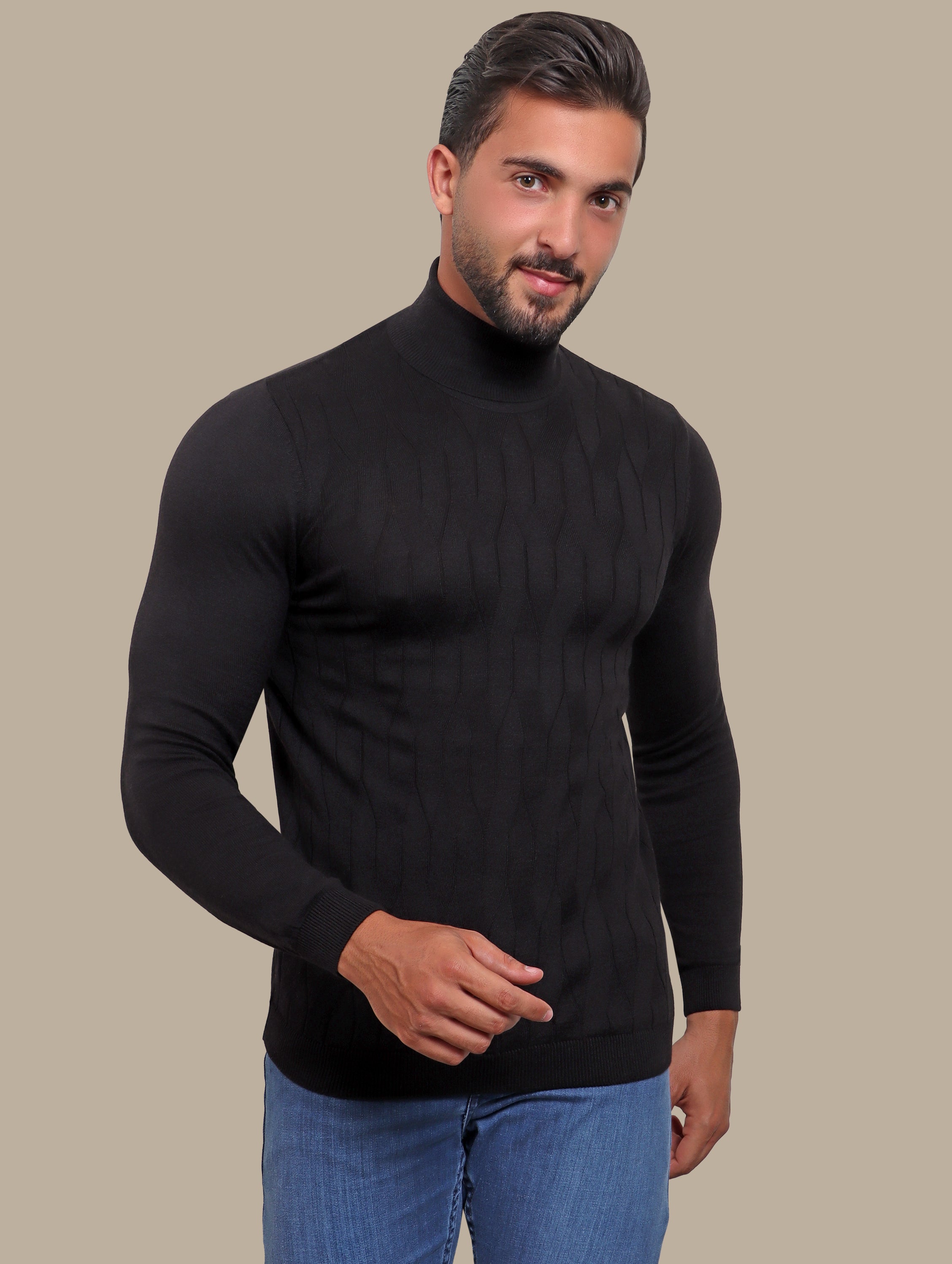 Sweater Turtle Neck Braided | Black