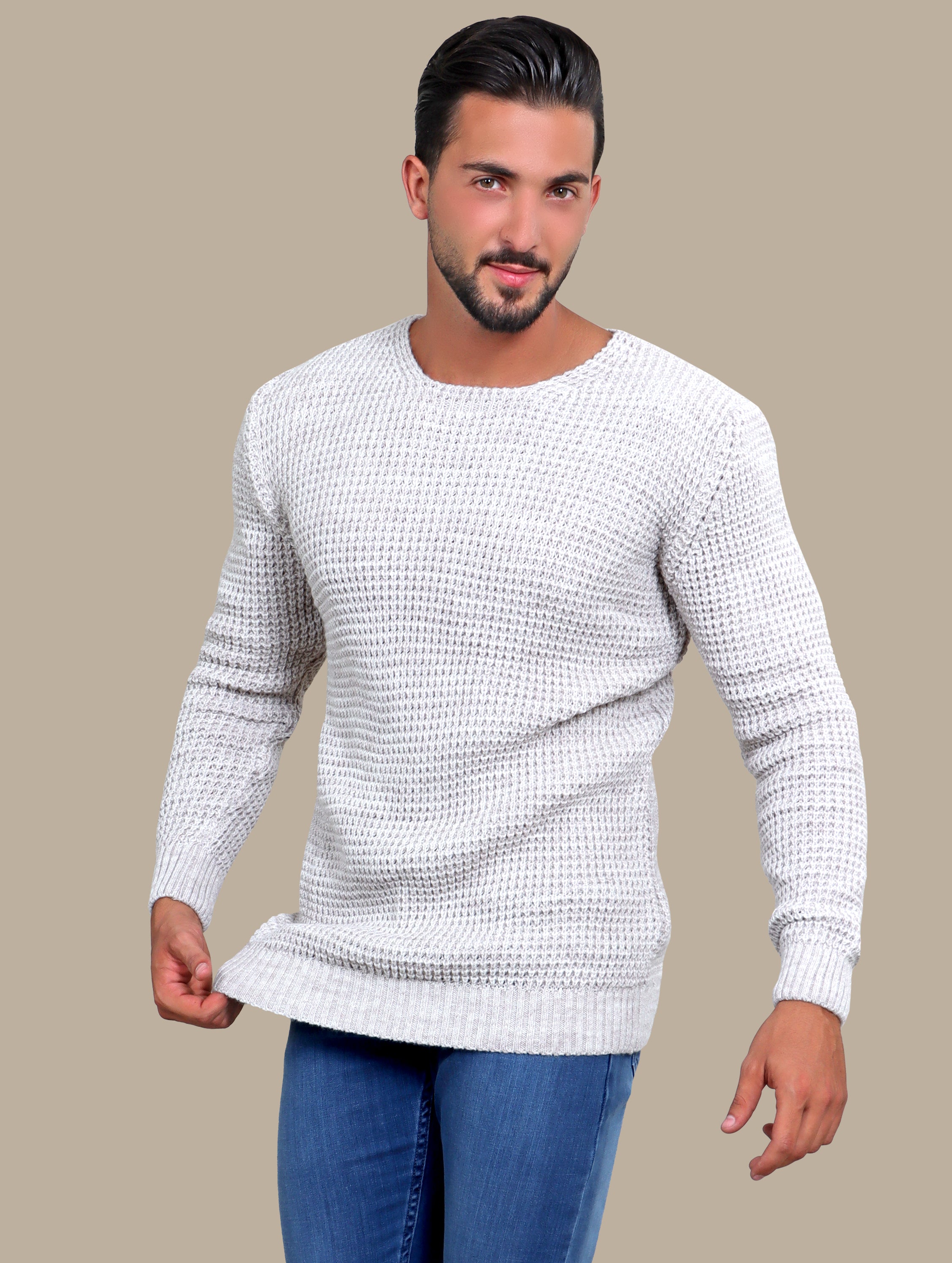 Sweater Knitted Open Neck | Beige