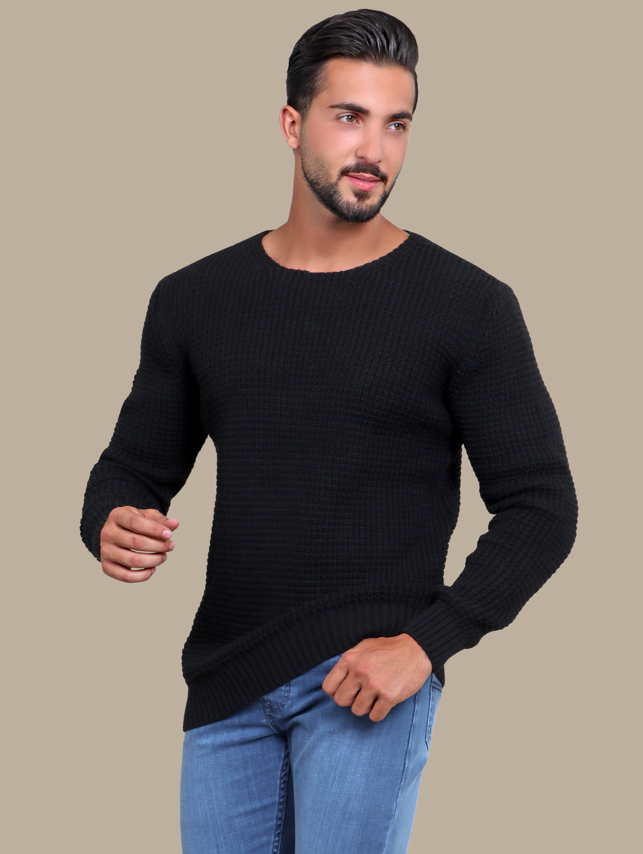 Sweater Knitted Open Neck | Black