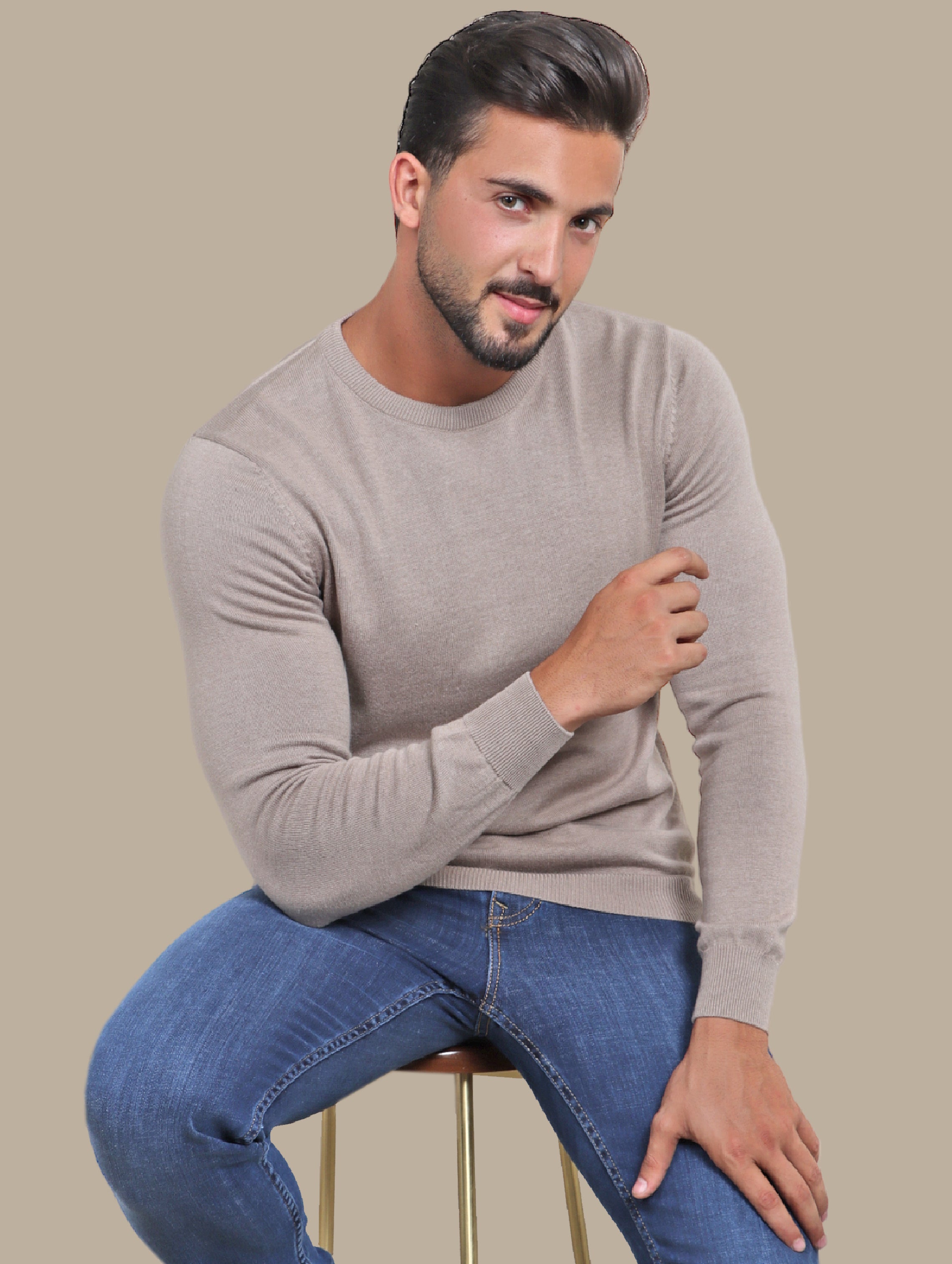 Sweater R-Neck Basic | Camel